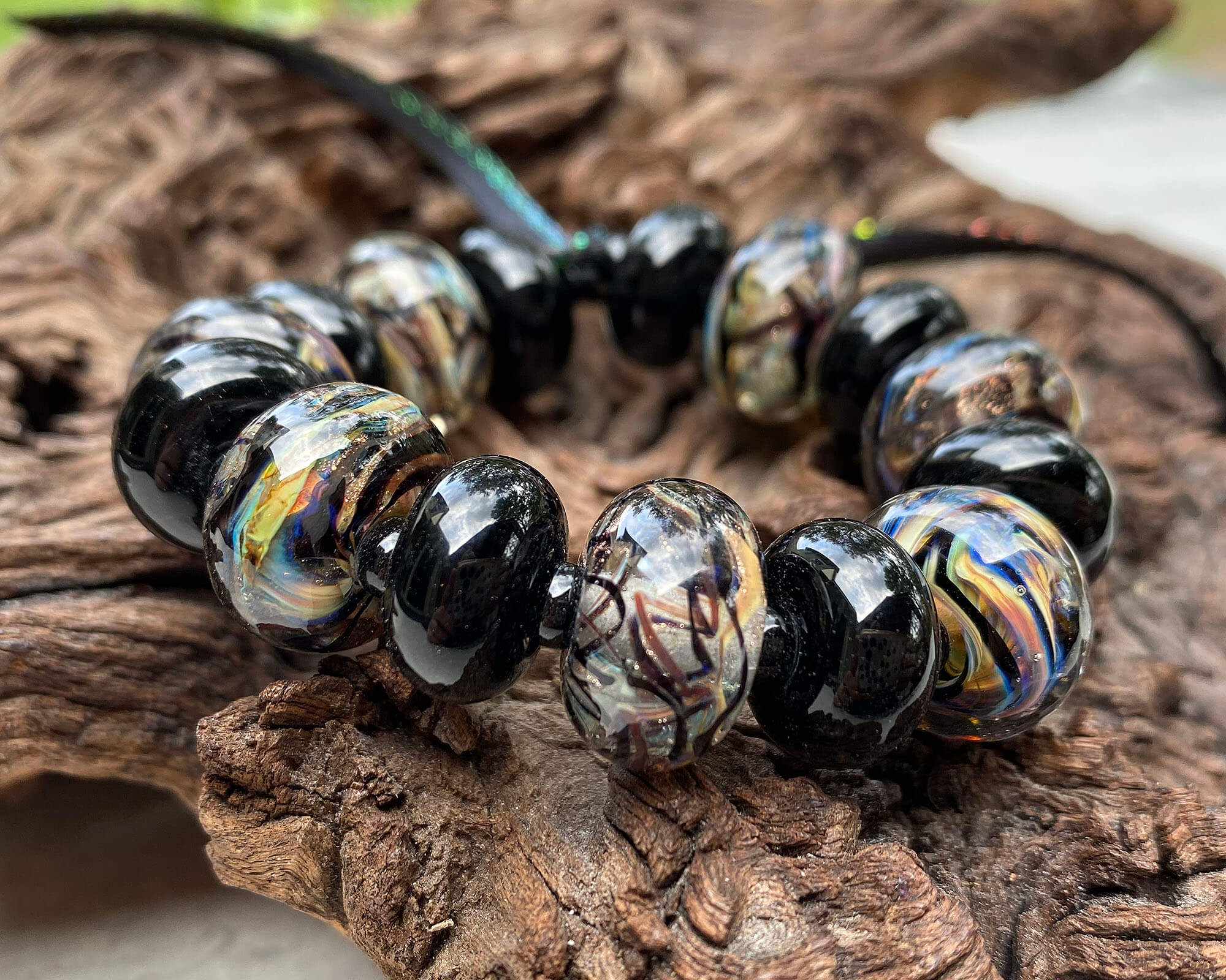 Natural Sedimentary Rocks Lampwork Beads Set - Handmade Glass Beads for Jewelry Making, DIY Crafts, Bracelets & Necklaces - Perfect for Earthy Boho Style Accessories