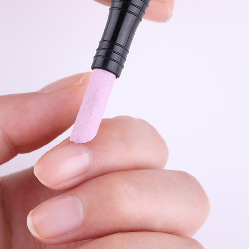 2-Way Stone Cuticle Remover Pusher & Nail File - Professional Manicure Pedicure Tool for Salon & Home Nail Care