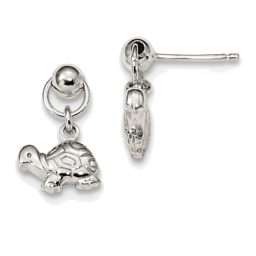 Sterling Silver Turtle Dangle Earrings for Women - Hypoallergenic Post Earrings - Perfect for Beach Vacations, Summer Outfits & Boho Jewelry Collection
