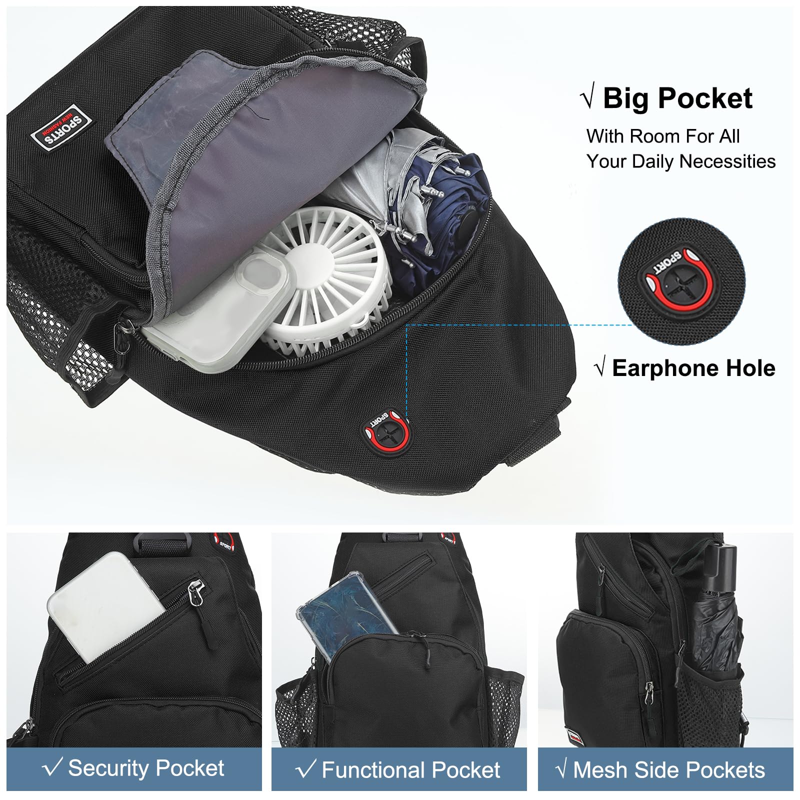 Convertible Sling Bag Crossbody Backpack - 8.5
