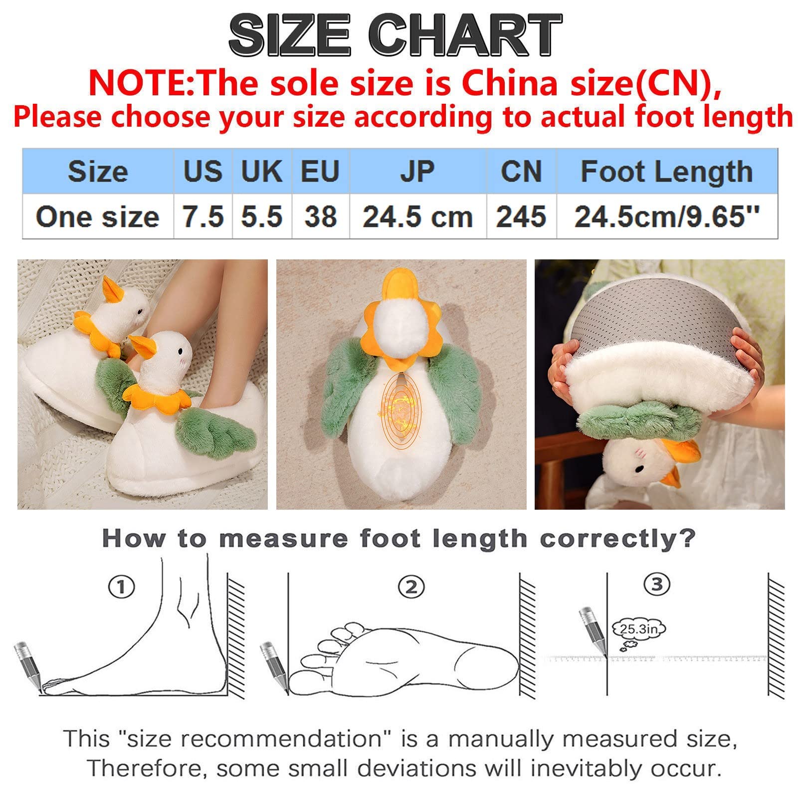 Women's Soft Plush Animal Slippers - Non-Slip Winter Warm Fleece House Shoes for Indoor Comfort (Duck Design, Size 5.5) | Cozy Home & Bedroom Wear for Ladies & Girls