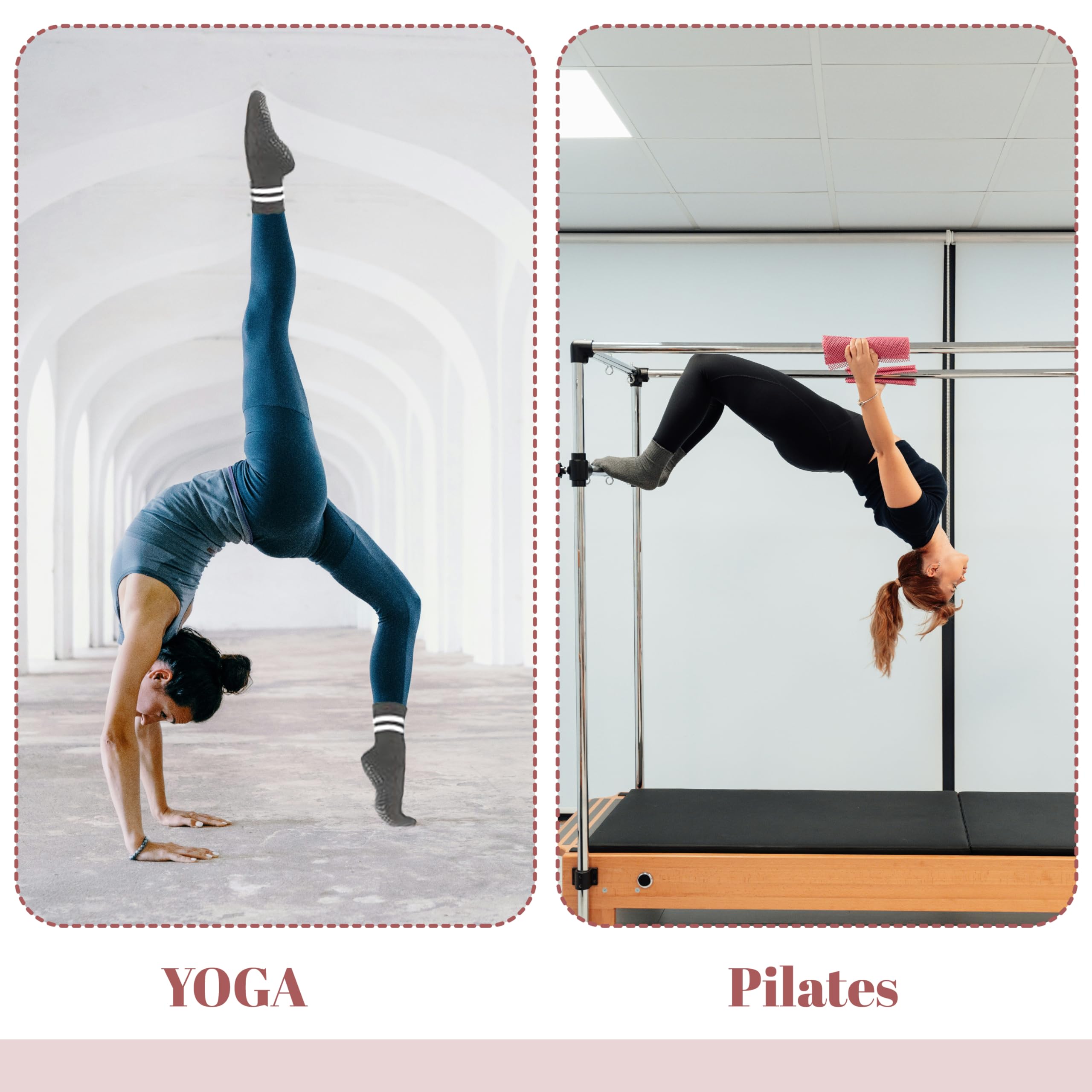 Non-Slip Pilates Socks for Women & Men - 3 Pack Grip Yoga Socks with Sticky Soles for Barre, Hospital, and Home Workouts - Sea Zaela Anti-Skid Workout Socks