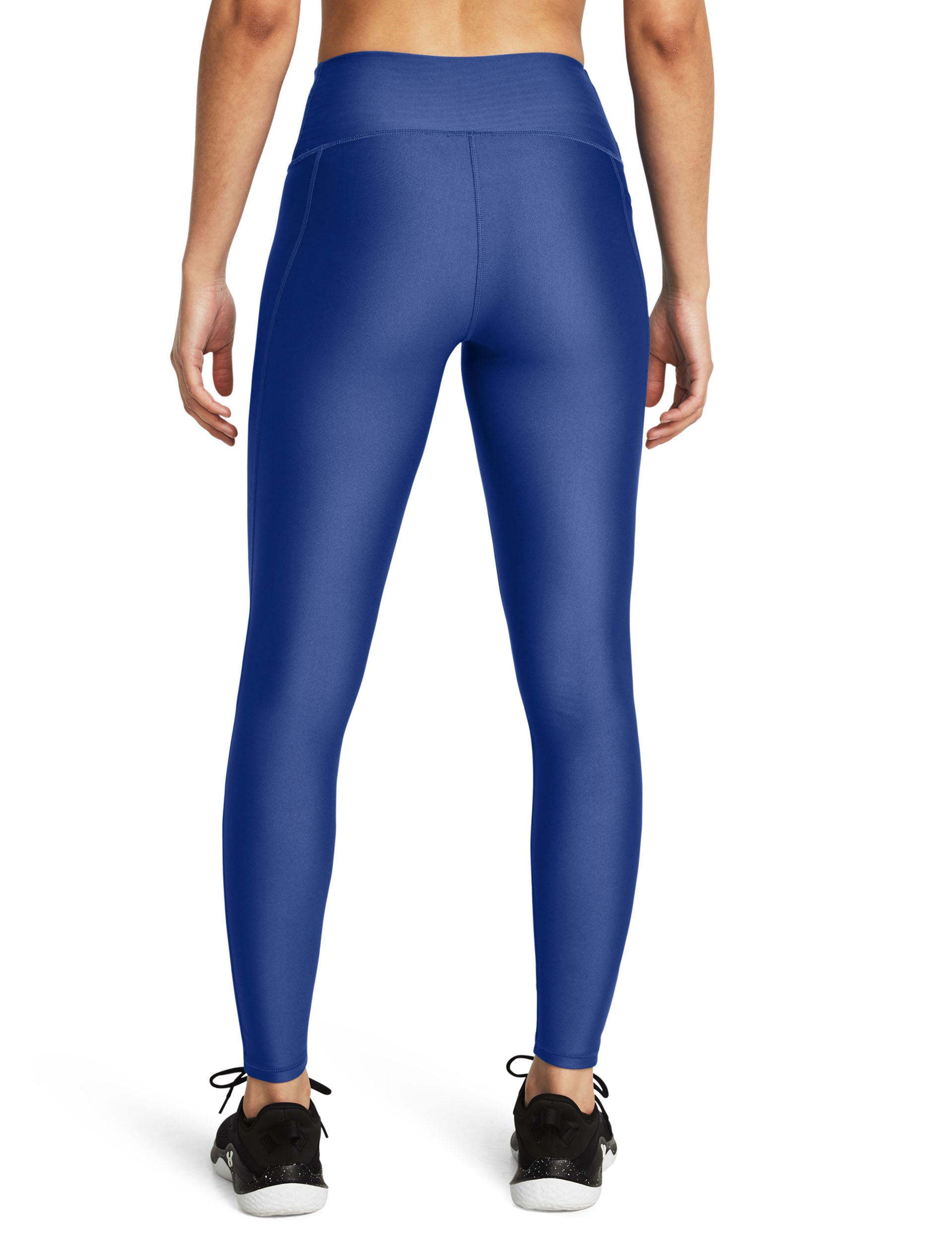 HeatGear No-Slip Waistband Full-Length Leggings for Women - Tech Blue/White - High-Performance Workout & Yoga Pants for Gym & Active Lifestyle