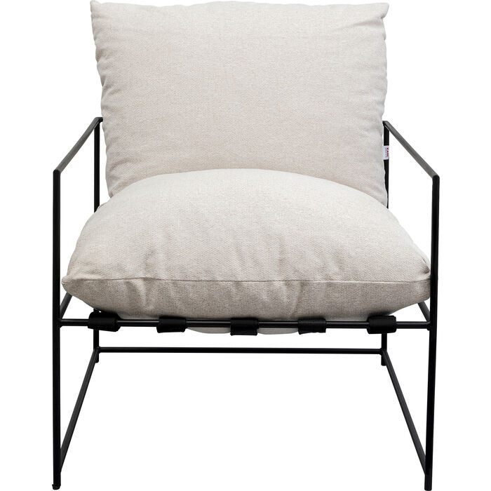 Kare Design Cuby Grey Armchair - Modern Accent Chair for Living Room, Bedroom & Office - Comfortable Upholstered Lounge Chair with Wooden Legs
