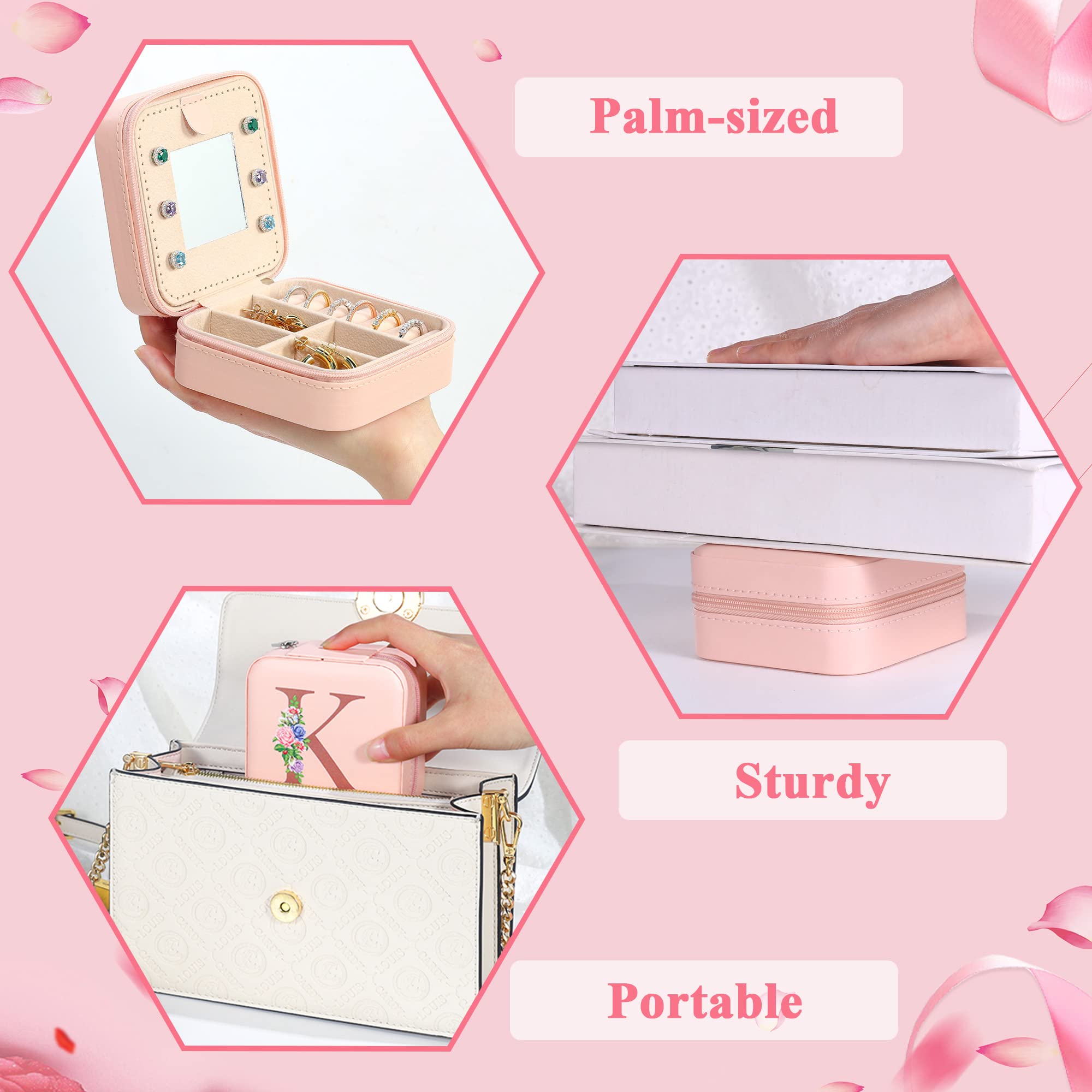 Yesteel Personalized Jewelry Organizer Box with Mirror - Initial Travel Jewelry Case for Necklaces, Rings & Earrings | Perfect Valentine's Day, Birthday Gift for Mom (Letter S) | Great for Travel, Home Storage & Special Occasions