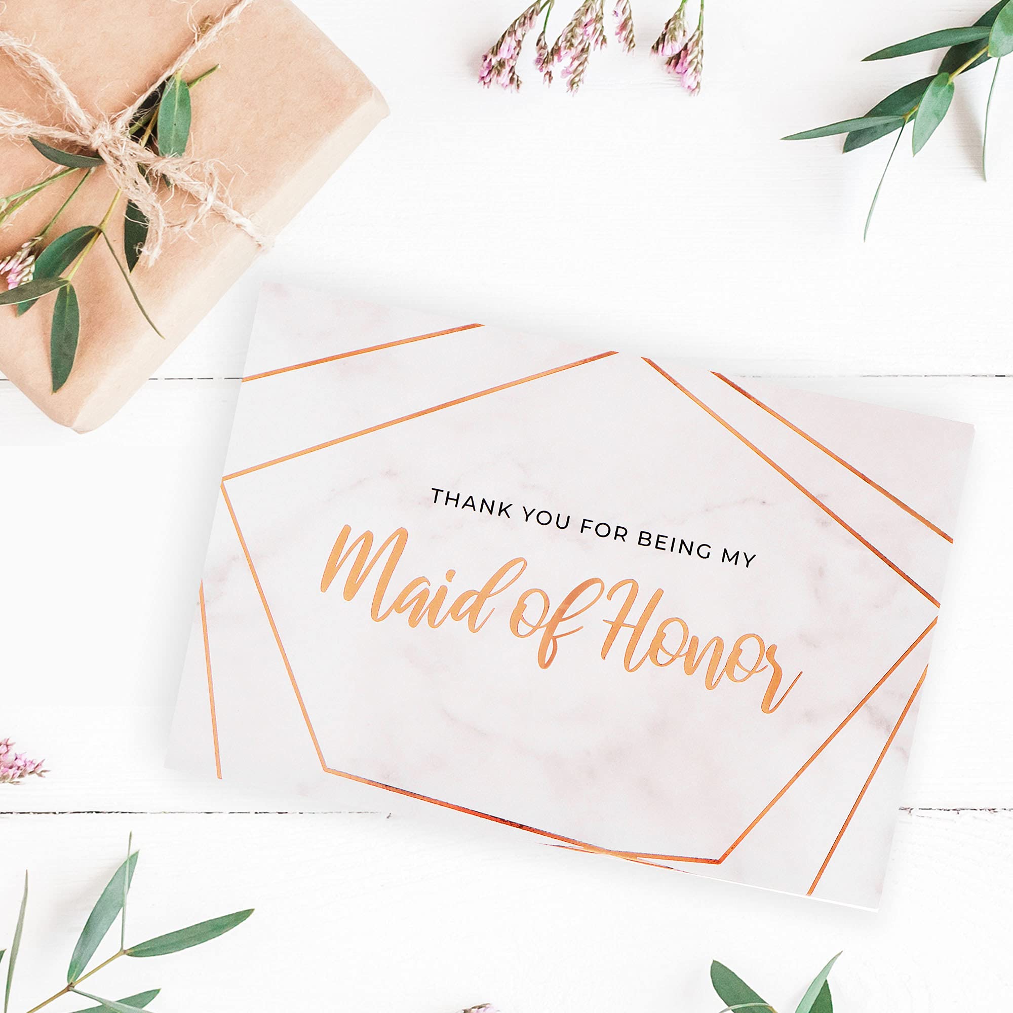 Elegant Maid of Honor Thank You Gift Box - Single Box with Marble Design & Gold Foil | Perfect Bridesmaid Appreciation Present for Wedding Party, Bachelorette & Bridal Shower