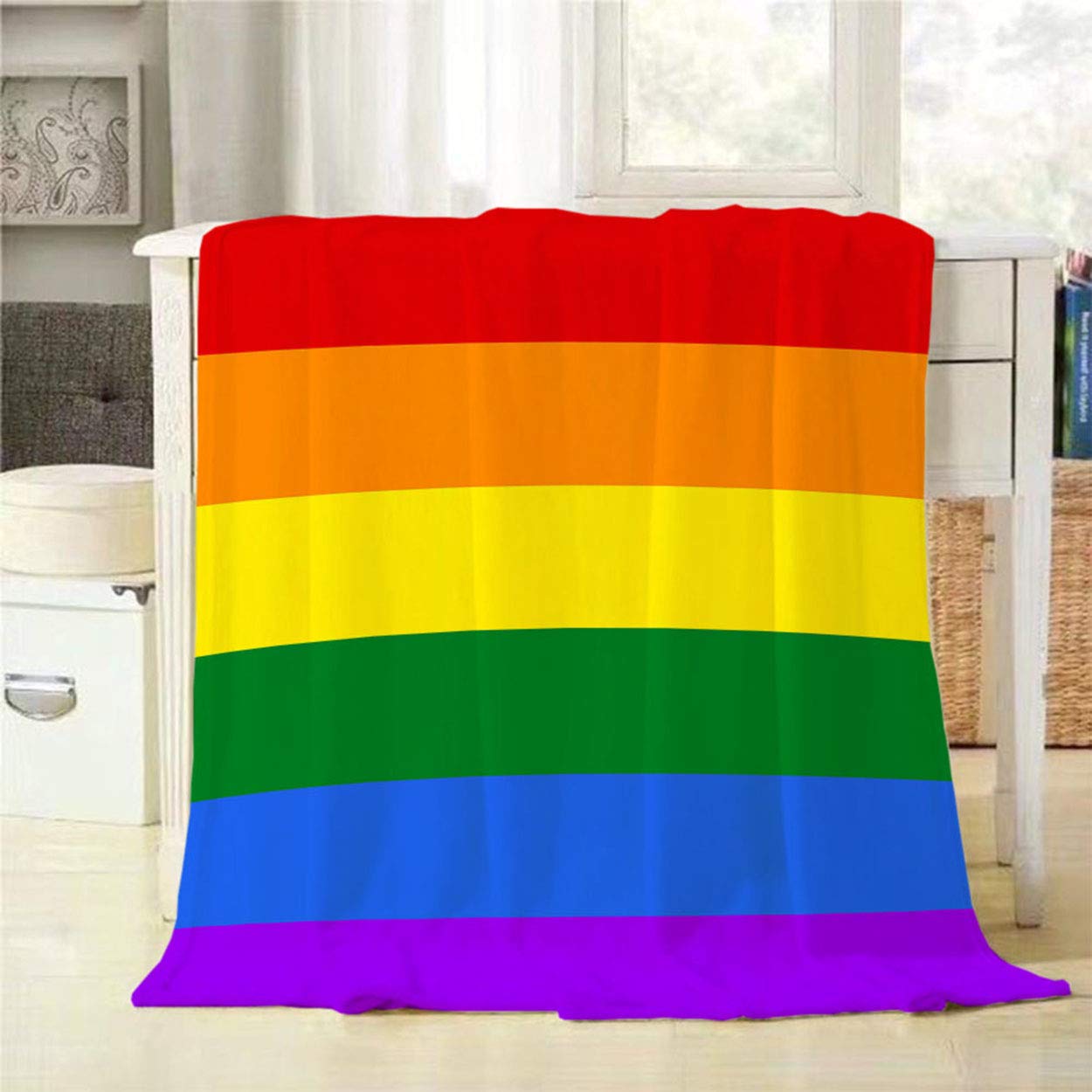 Rainbow Pride Flag Throw Blanket - Soft Flannel Plush LGBT Blanket 60x80 Inch - Cozy Warm Decorative Blankets for Bed, Sofa & Couch - Perfect for Pride Events, Home Decor & Gift Giving
