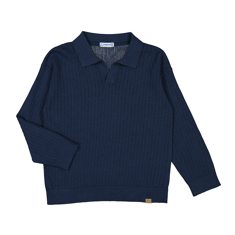 Mayoral Men's Navy Blue Polo Neck Sweater - Soft Cotton Knit Pullover for Casual & Business Wear