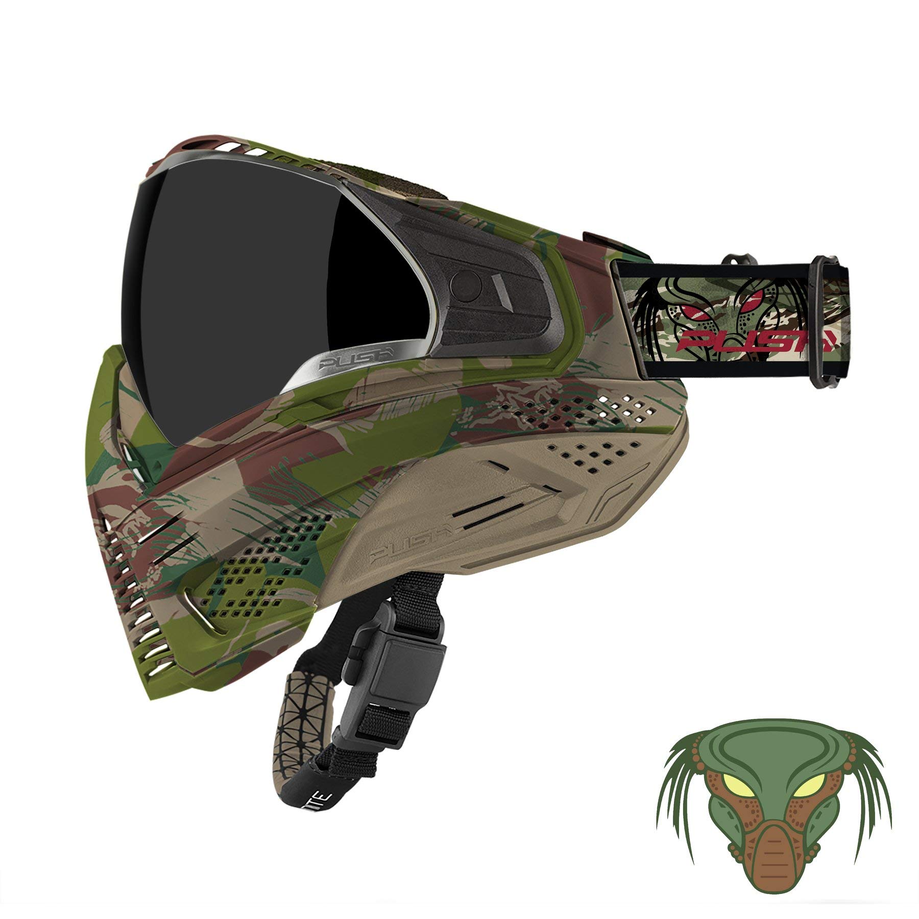 Push Unite Paintball Mask (Predator Camo) - Anti-Fog Lens, Full Face Protection for Paintball, Airsoft & Outdoor Sports - Perfect for Woodland Games & Tactical Training
