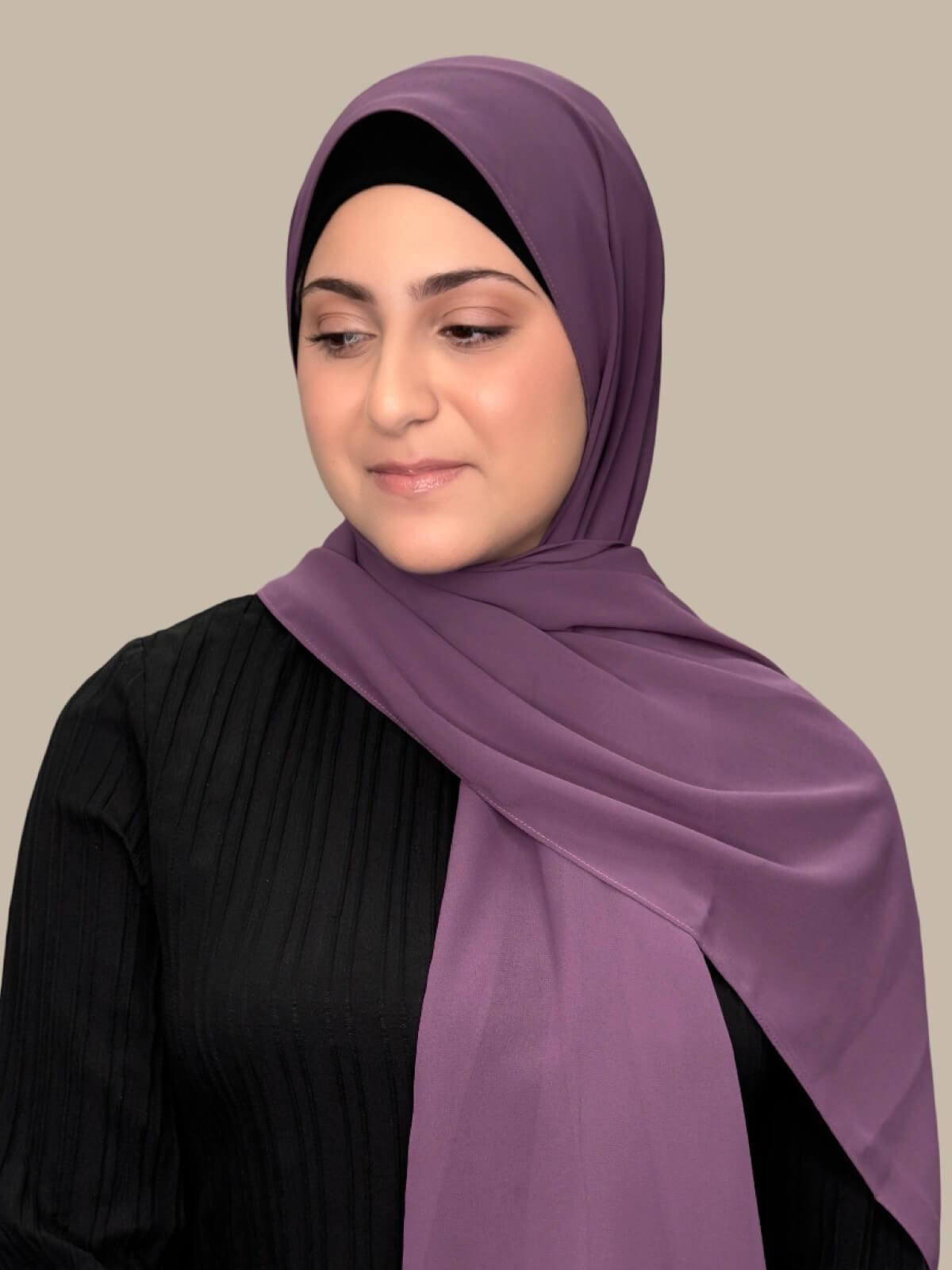 Luxury Chiffon Hijab Scarf for Women - Soft Mauve Taupe Modish Head Cover - Perfect for Daily Wear, Prayer, and Special Occasions