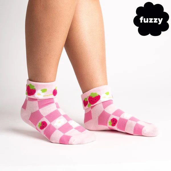 Berry Cute Turn Cuff Crew Socks by Sock It To Me - Fun & Comfortable Women's Novelty Socks for Everyday Wear, Gifts, and Fashion Outfits