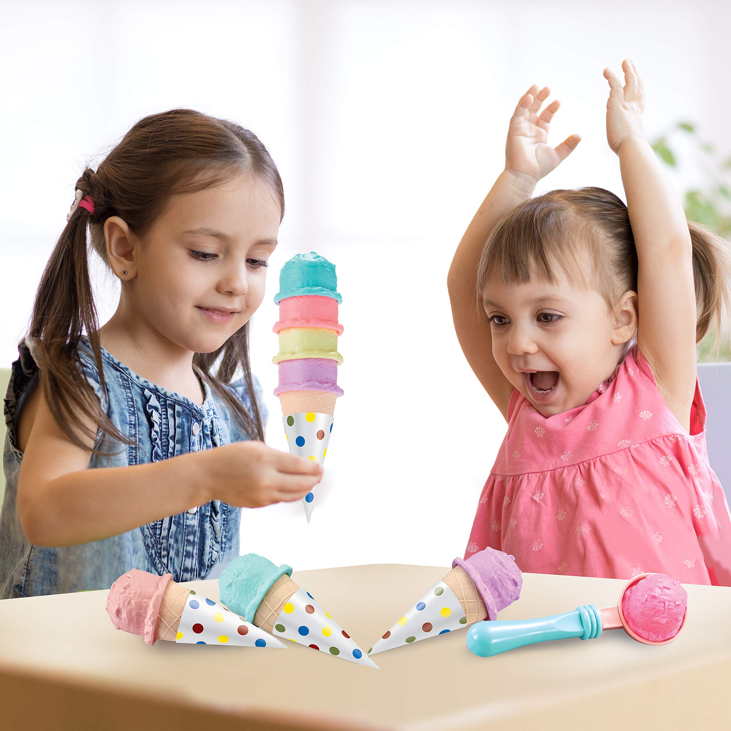Best Ice Cream Shop Playset - Pretend Play Ice Cream & Cones Toy Set for Kids | Fun Dessert Play Kitchen Accessories for Girls & Boys | Birthday Gift, Role Play, Preschool Learning Activity