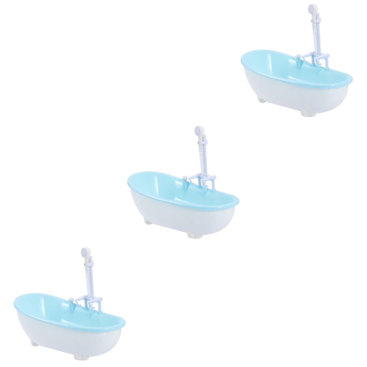 FAVOMOTO 3-Piece Bath Spray Toys Set - 18 Doll Furniture & Figurines for Kids, Sky Blue Plastic Bathtub Accessories - Perfect for Bath Time Play & Dollhouse Scenes