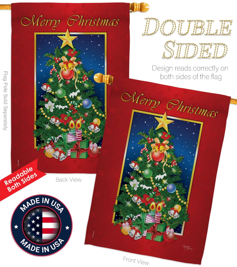 Festive Merry Christmas Tree House Flag Set 28