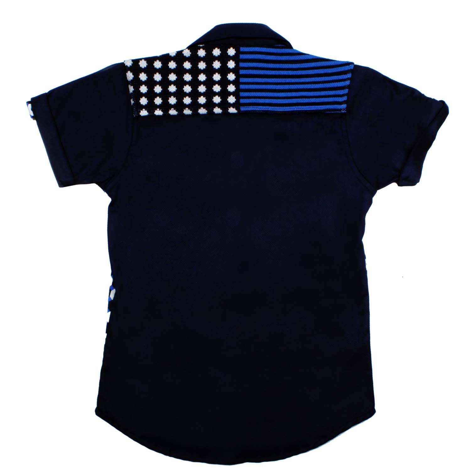 Stylish Navy Geometric Print Shirt for Men - Trendy Casual Button-Up Top for Work, Party & Everyday Wear