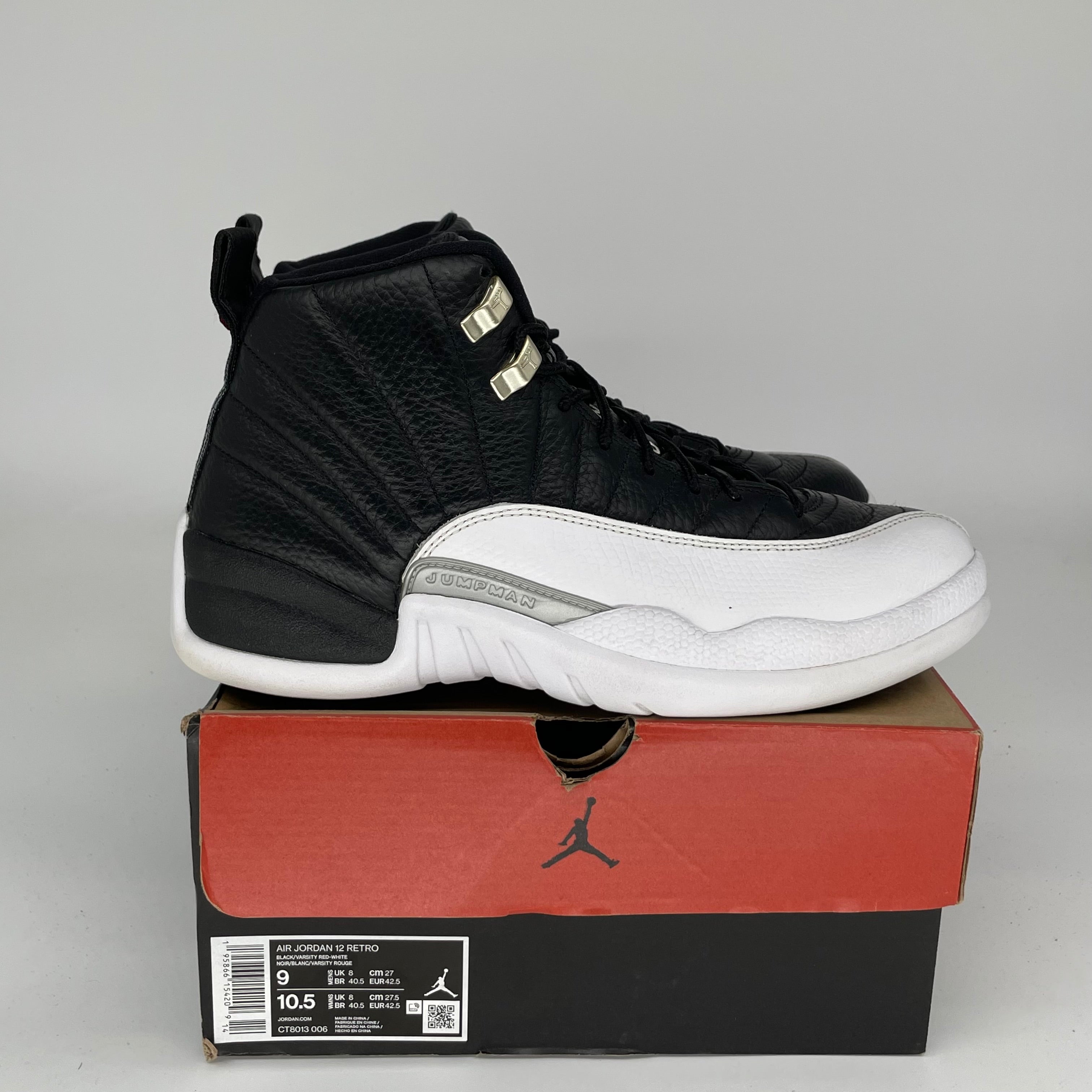 AIR JORDAN 12 PLAYOFFS Retro Basketball Shoes Men's Size 9 - Black/Red CT8013-006 | Authentic Sneakers for Streetwear & Basketball Games