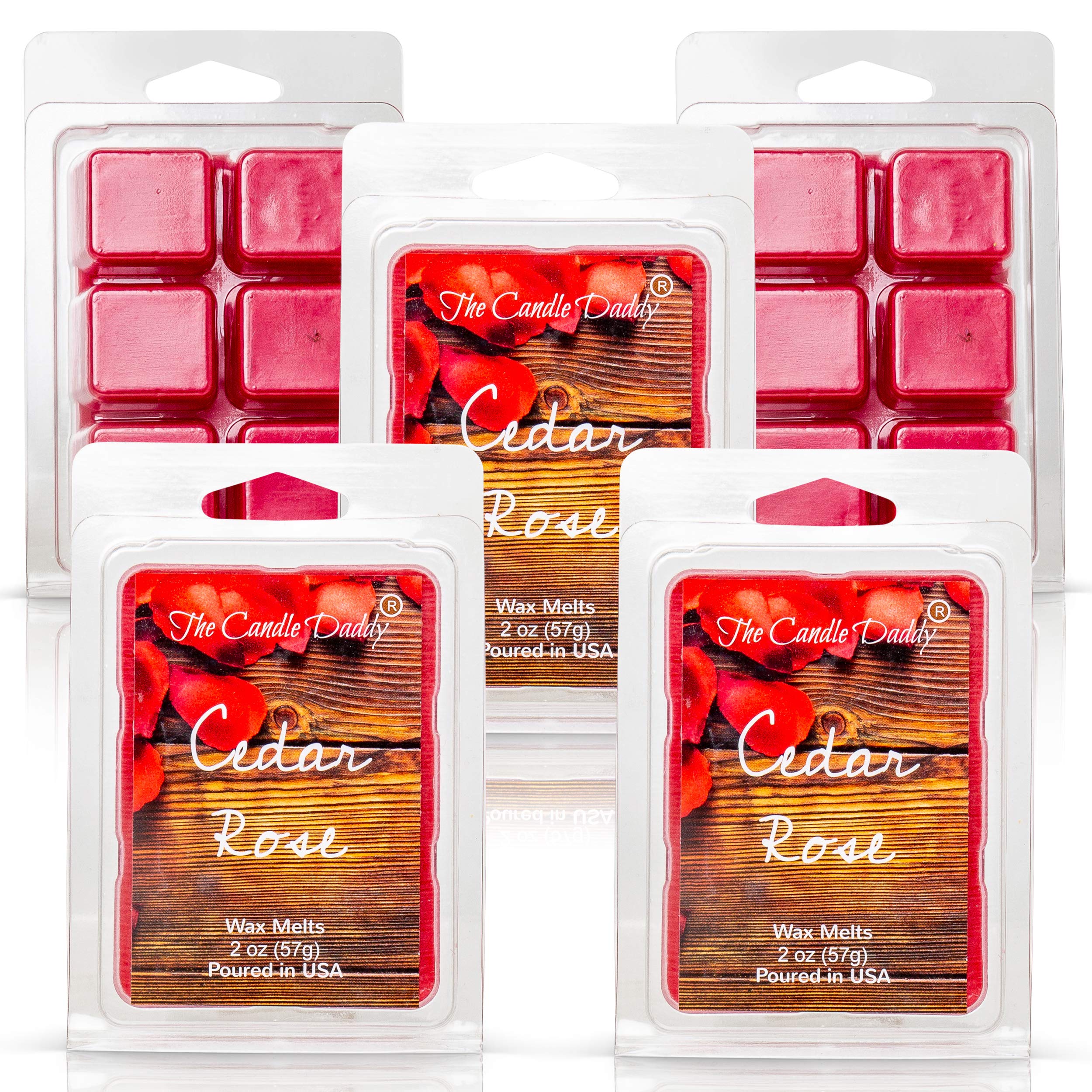 Premium Cedar Rose Scented Wax Melts - Floral & Woody Aromatherapy Wax Cubes (2oz/6 Cubes) - Strong Fragrance for Home, Office, Spa & Relaxation