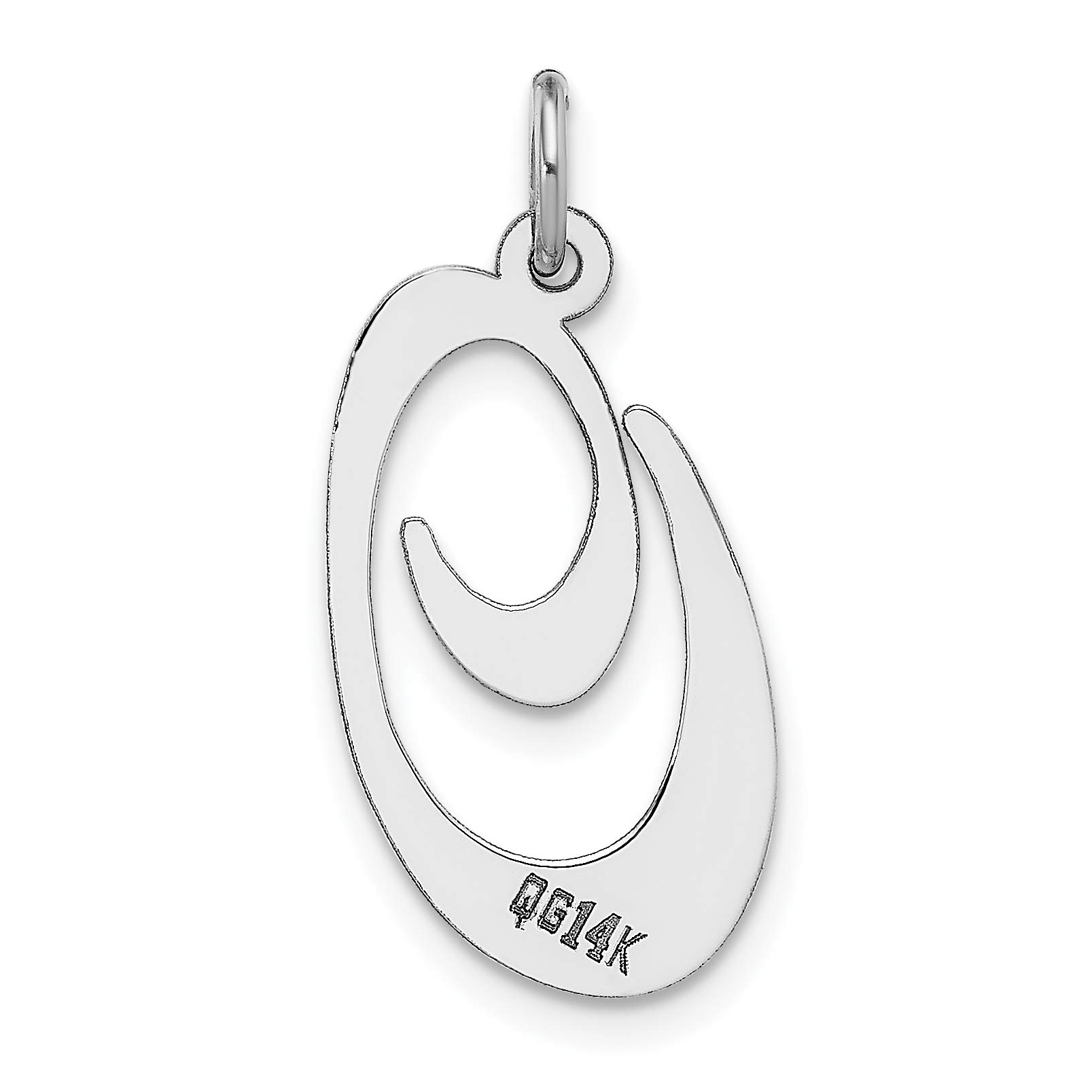 14K White Gold Large Fancy Script Letter O Initial Charm Pendant 22x17-25mm - Personalized Jewelry Gift for Women, Perfect for Necklaces & Bracelets
