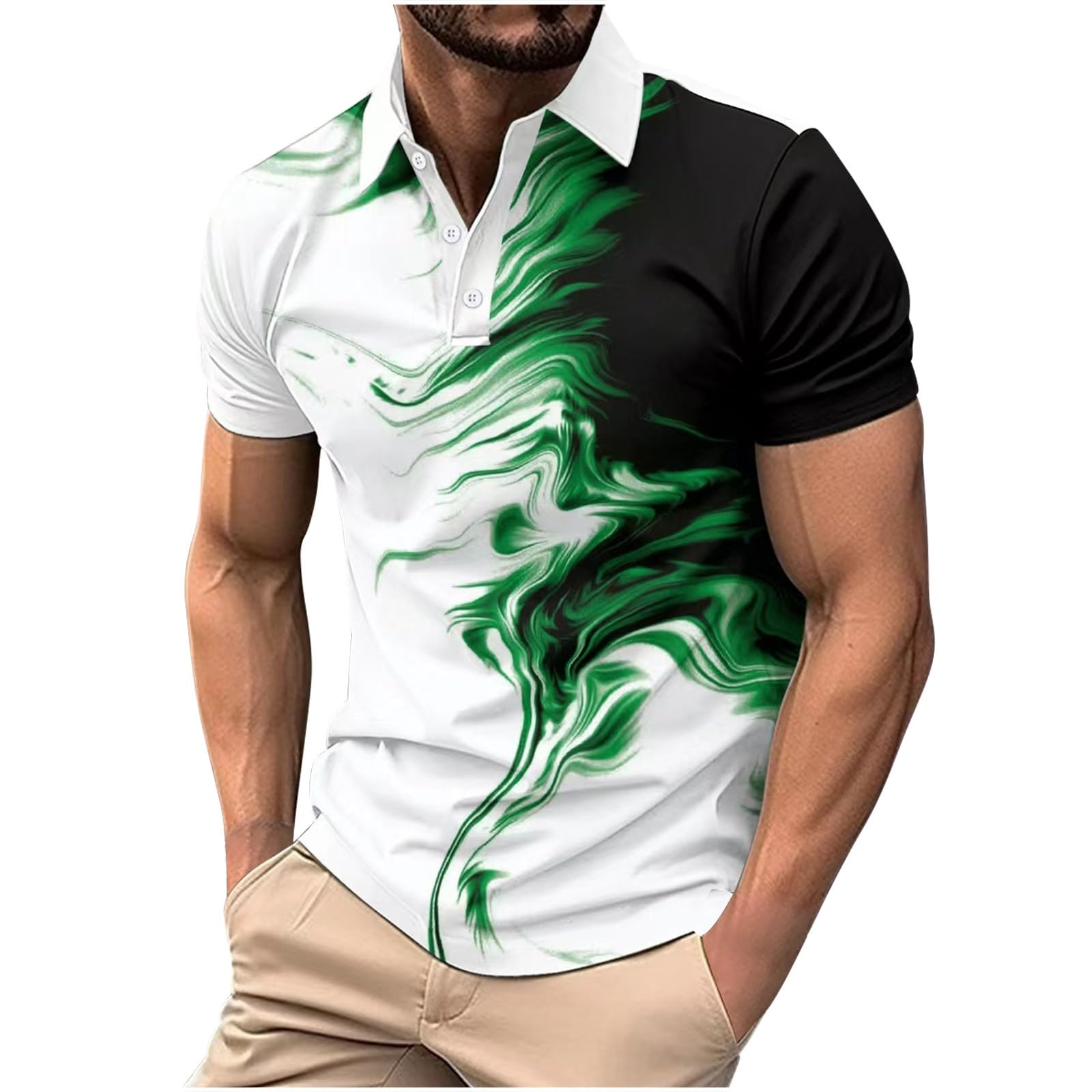 Men's Tie Dye Polo Shirts - Short Sleeve Casual T-Shirts for Summer, Golf & Work - Breathable Cotton Blend Top for Dads & Guys | Perfect for Office, Outdoor Activities & Daily Wear
