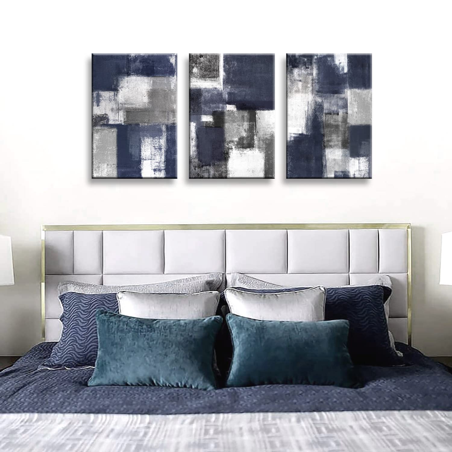 Abstract Art 3-Panel Canvas Wall Decor - Modern Landscape Painting for Living Room, Bedroom, Office - 12x16 Inch Ready to Hang - Perfect for Home, Bathroom & Kitchen Decor (Set of 3)