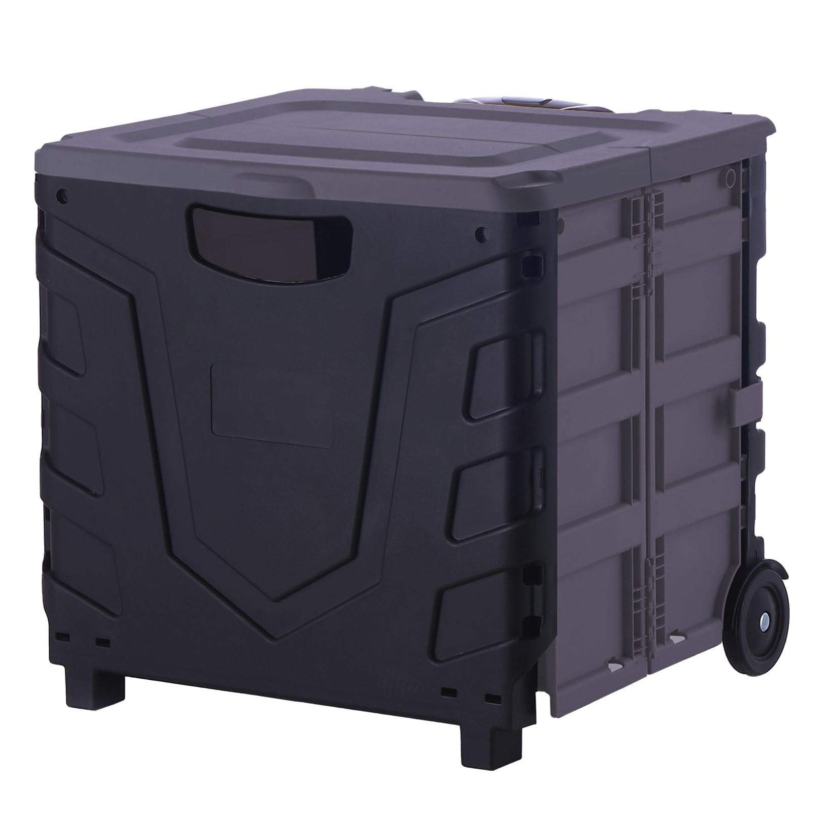 Foldable Utility Cart with Heavy Duty Plastic Handle & 2 Rotating Wheels - Portable Rolling Handcart for Travel, Shopping, Luggage & Warehouse Use | Durable Folding Crate for Home, Office & Outdoor Activities