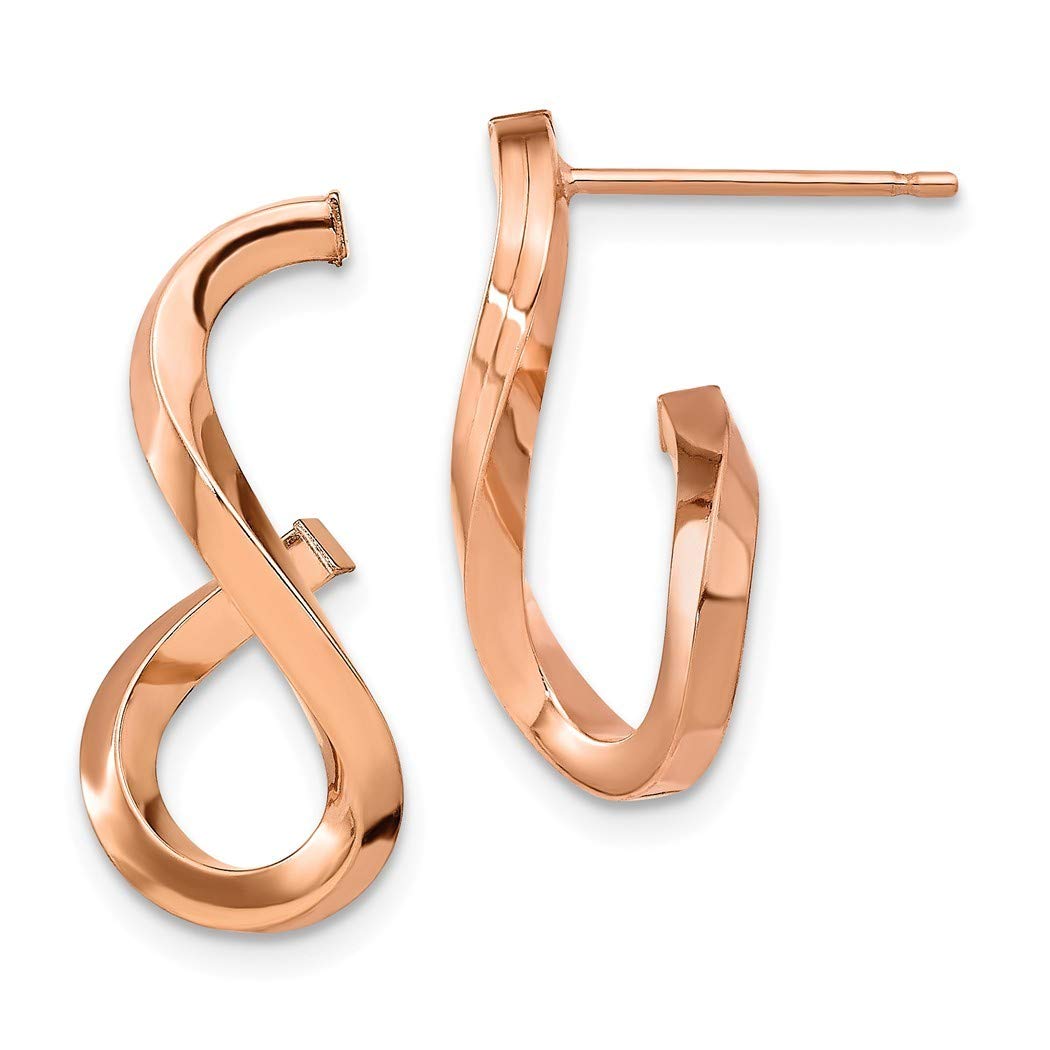 14K Rose Gold Twisted Post Dangle Earrings - 22mm Long Elegant Jewelry for Women | Perfect for Weddings, Parties & Special Occasions