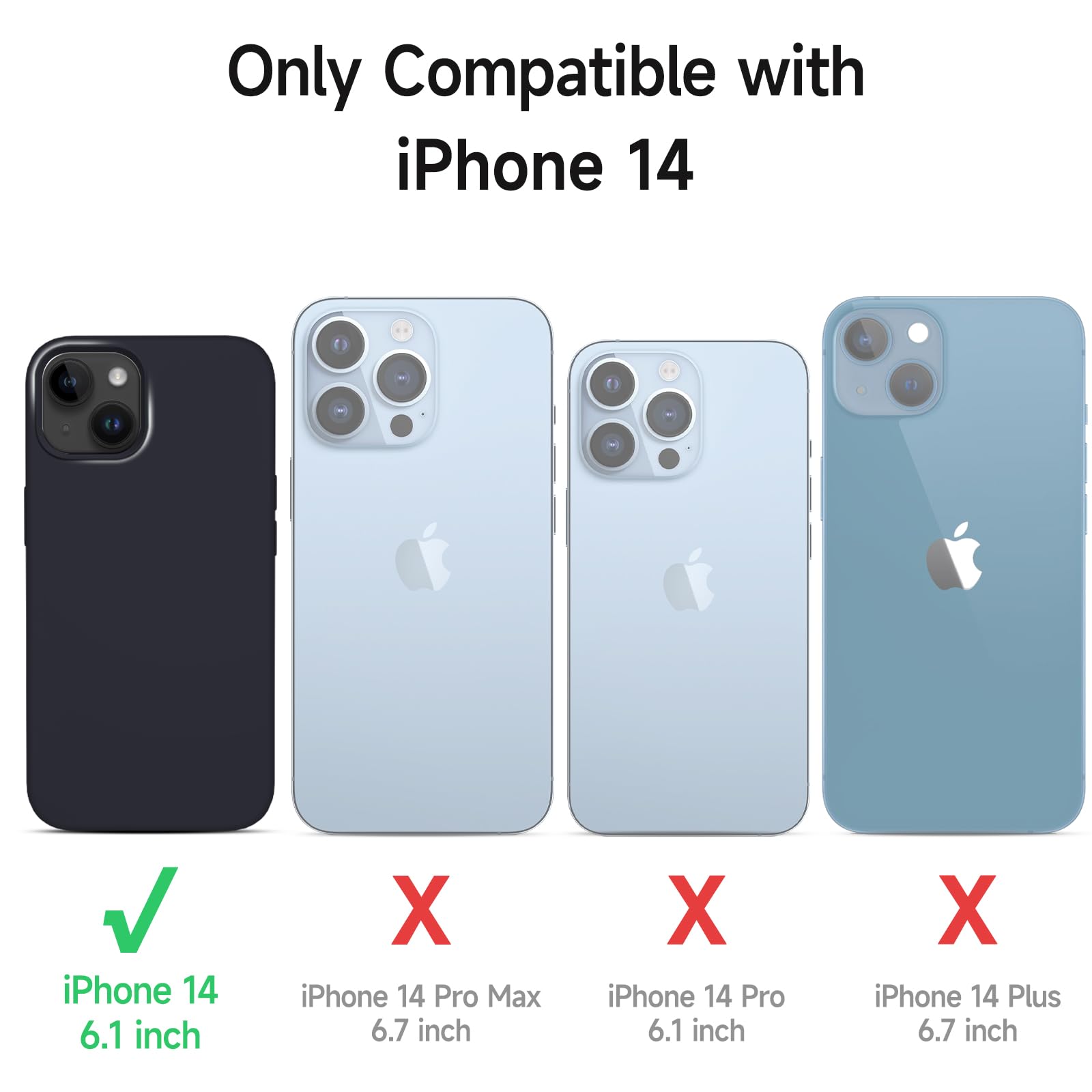 OitiYaa Ultra Slim Shockproof Liquid Silicone Case for iPhone 14 (6.1 inch) - Soft Anti-Scratch Microfiber Lining Protective Phone Cover - Perfect for Daily Use, Travel & Outdoor Activities - Black