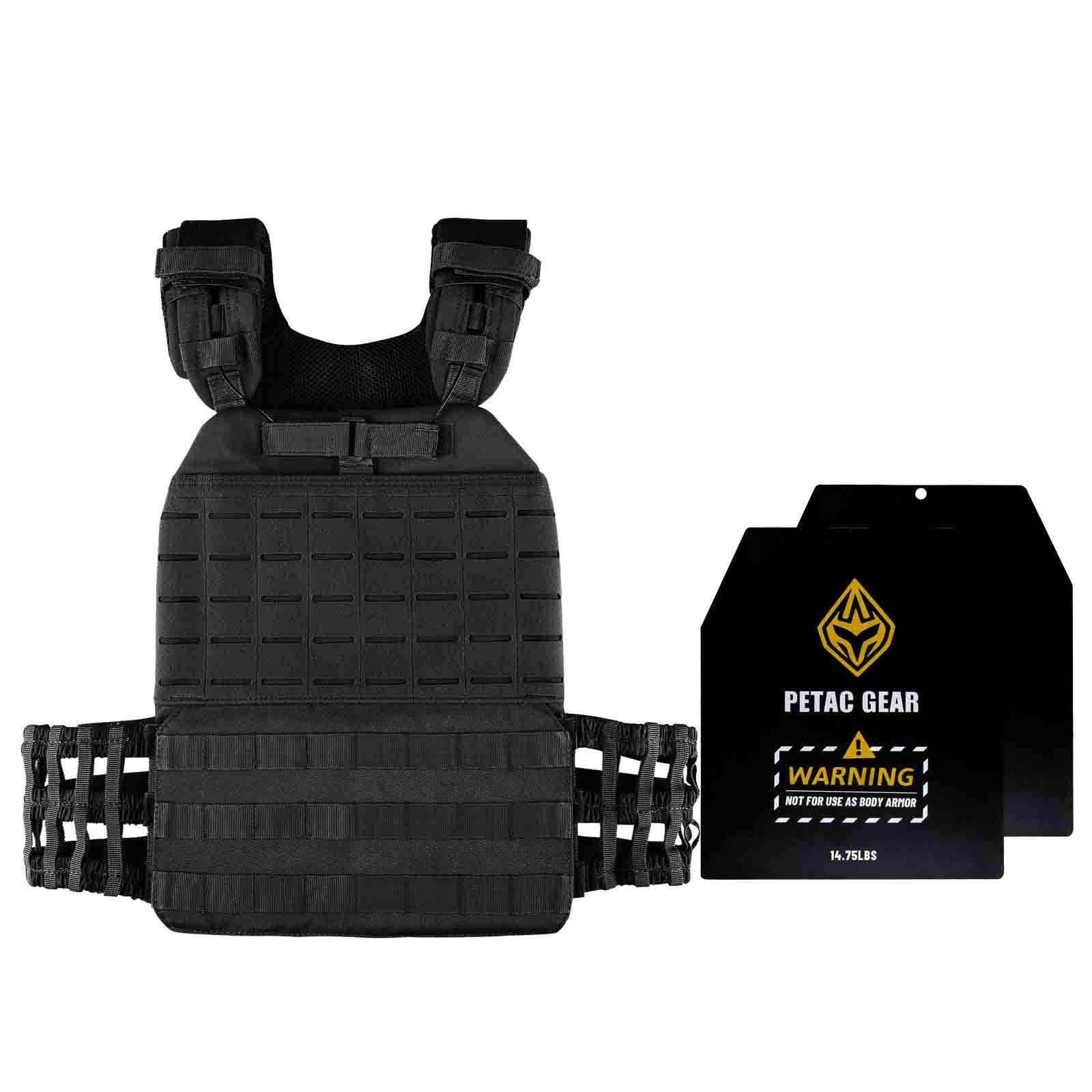PETAC GEAR Weighted Vest for Men & Women - 14.75 lb Adjustable Exercise Vest with Removable Plates for Strength Training, Running & CrossFit Workouts