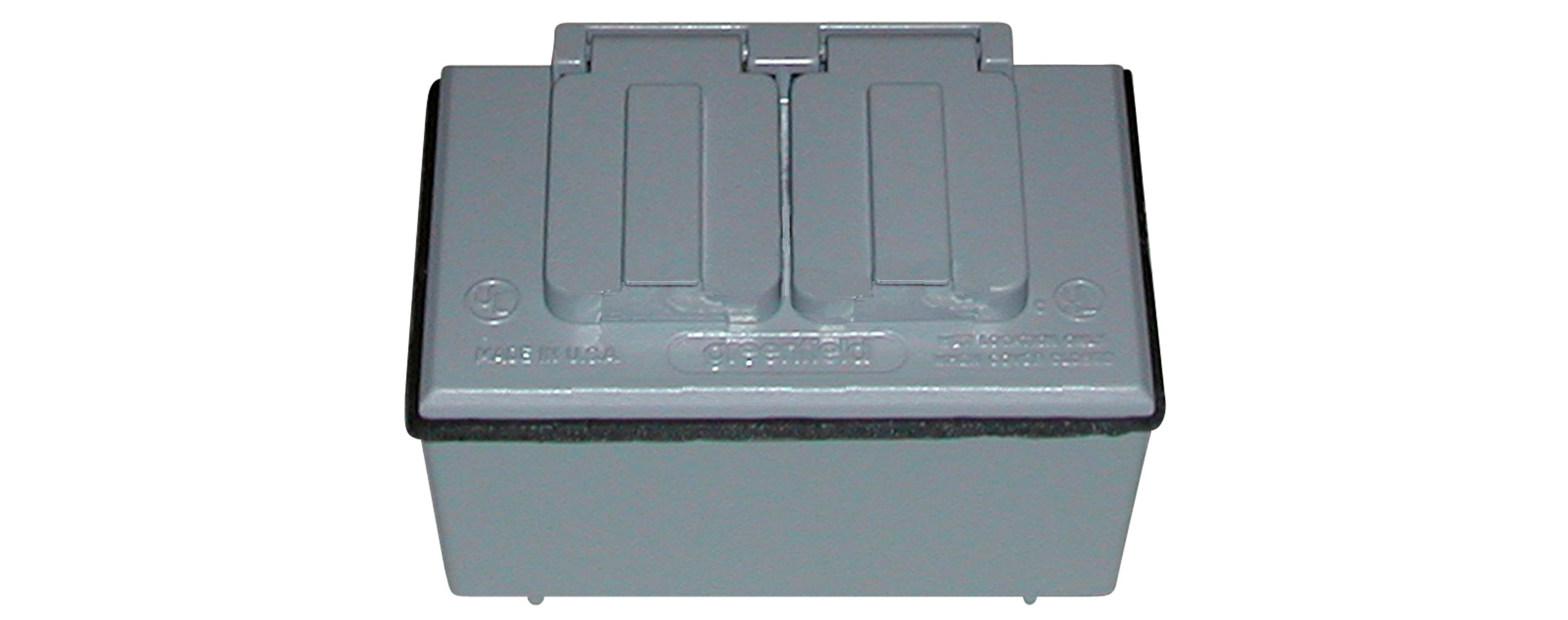 Weatherproof Electrical Outlet Box with Cover & Duplex Outlet Kit - Gray - Outdoor/Indoor Use for Patio, Garage & Wet Locations - Made in USA