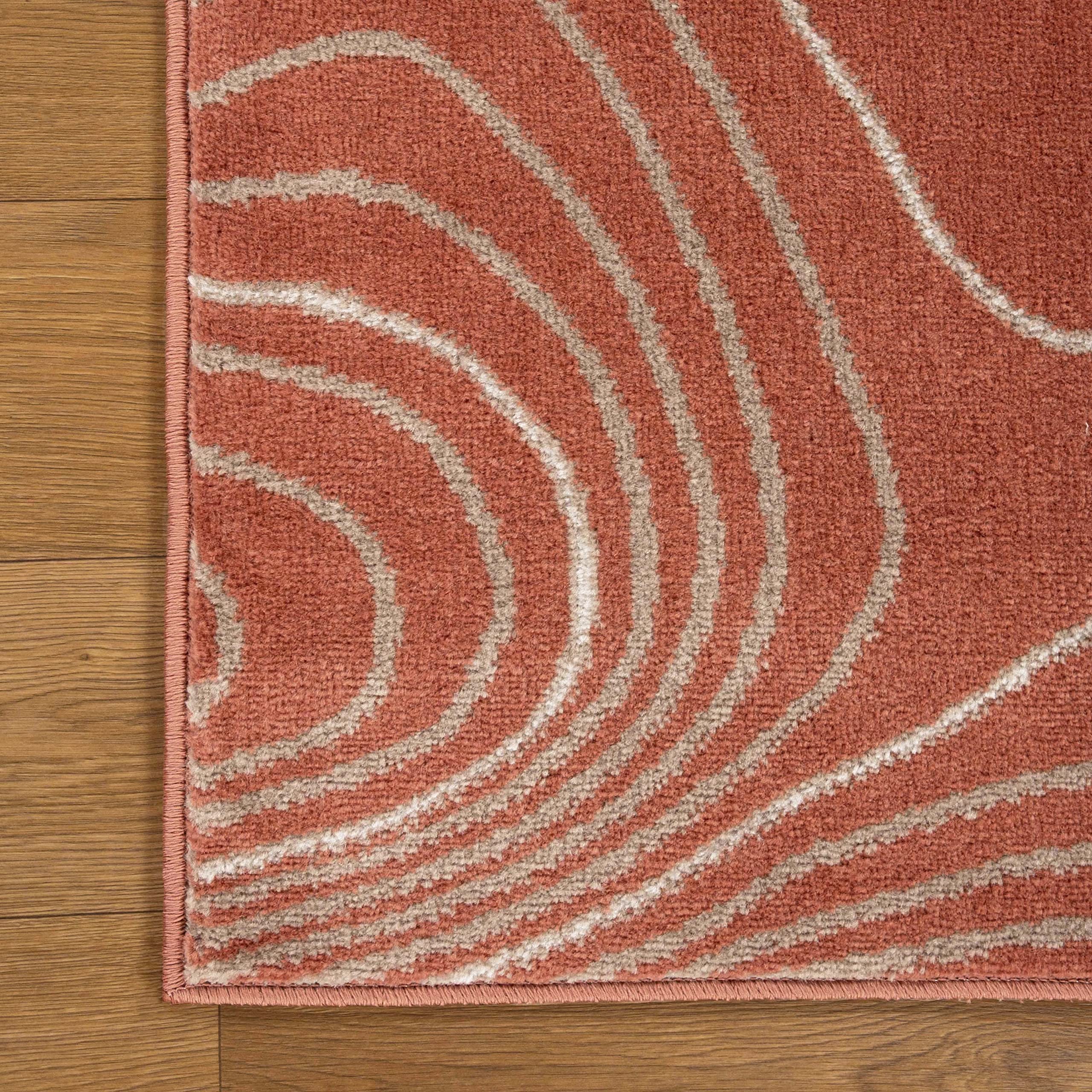 Premium Plush Indoor Area Rug - Soft High-Traffic Carpet with Jute Backing | Modern Abstract Wood Grain Design | 8' x 10' Coral Veer Collection | Perfect for Hallways, Entryways, Living Room, Office & Kitchen Decor | Adds Warmth & Style to Any Space