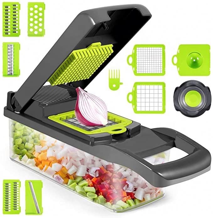 12-in-1 Multi-Functional Vegetable Chopper & Mandoline Slicer - Professional Kitchen Gadget for Chopping, Slicing, Dicing Vegetables - Perfect for Meal Prep, Salads, Stir-fries & Healthy Cooking