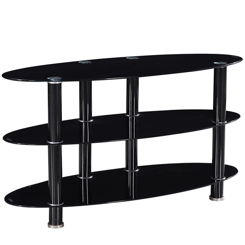 Better Home Products Neo Oval Tempered Glass TV Stand for 40-inch TVs - Black Modern TV Console for Living Room, Bedroom & Home Theater