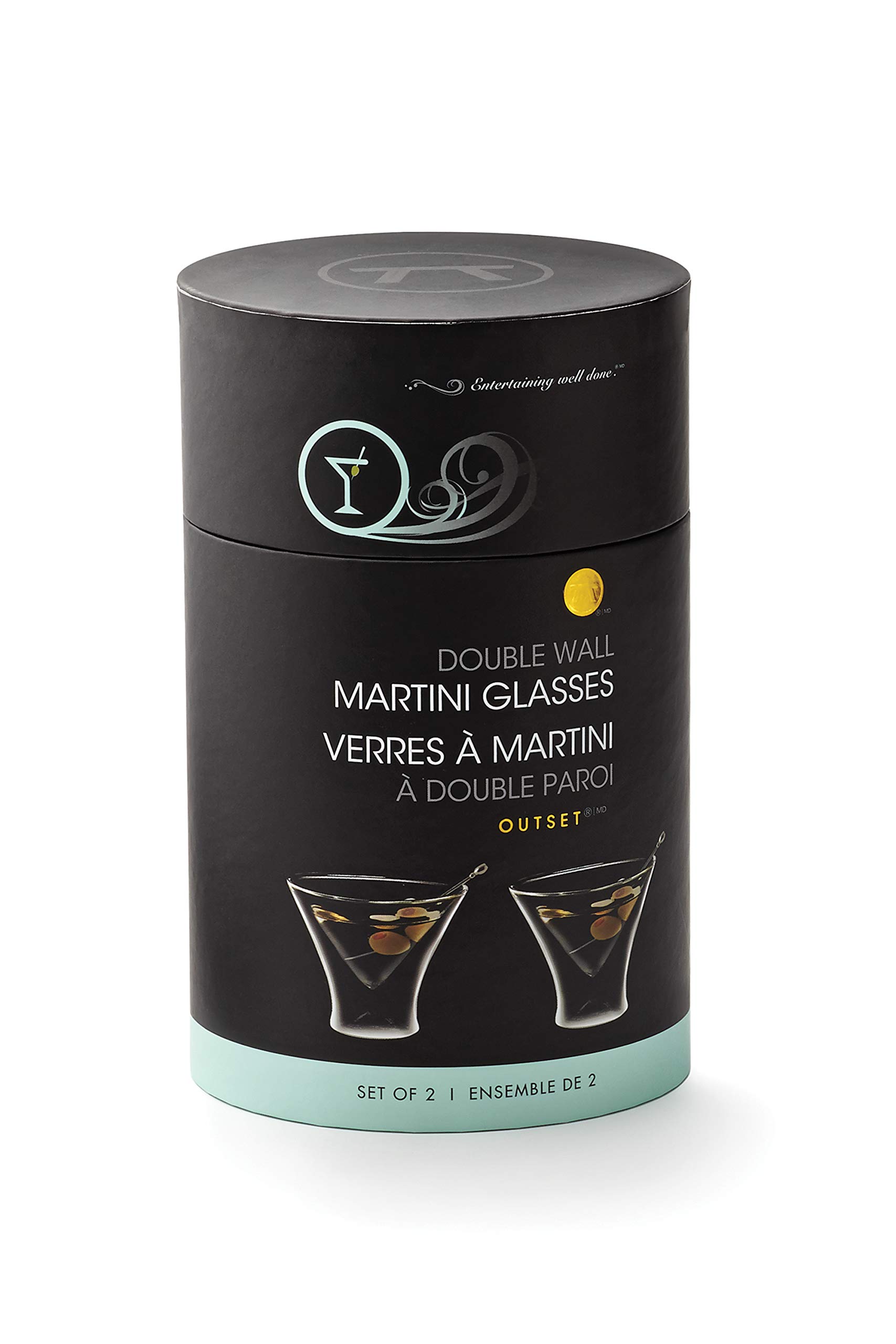 Premium Double Wall Martini Glasses Set of 2 - Shatterproof Borosilicate Glass Cocktail Glasses for Chilled Drinks - Perfect for Home Bars, Parties & Elegant Entertaining