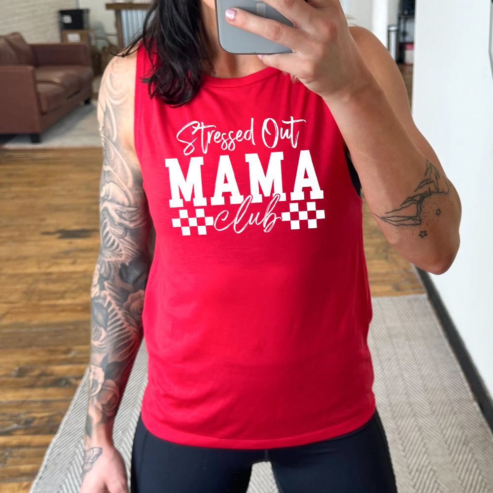 Stressed Out Mama Club Muscle Tank Top - Comfortable & Stylish Workout Shirt for Moms - Perfect for Yoga, Gym & Relaxing at Home
