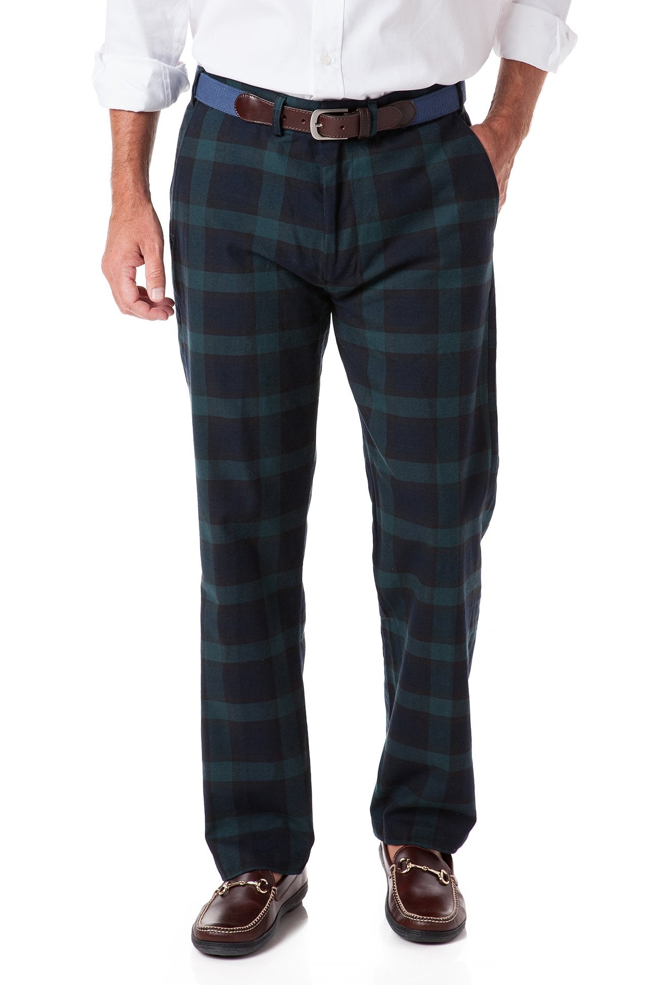 Stretch Twill Harbor Pant in Blackwatch Tartan Plaid - Comfortable & Stylish for Work, Travel & Casual Wear