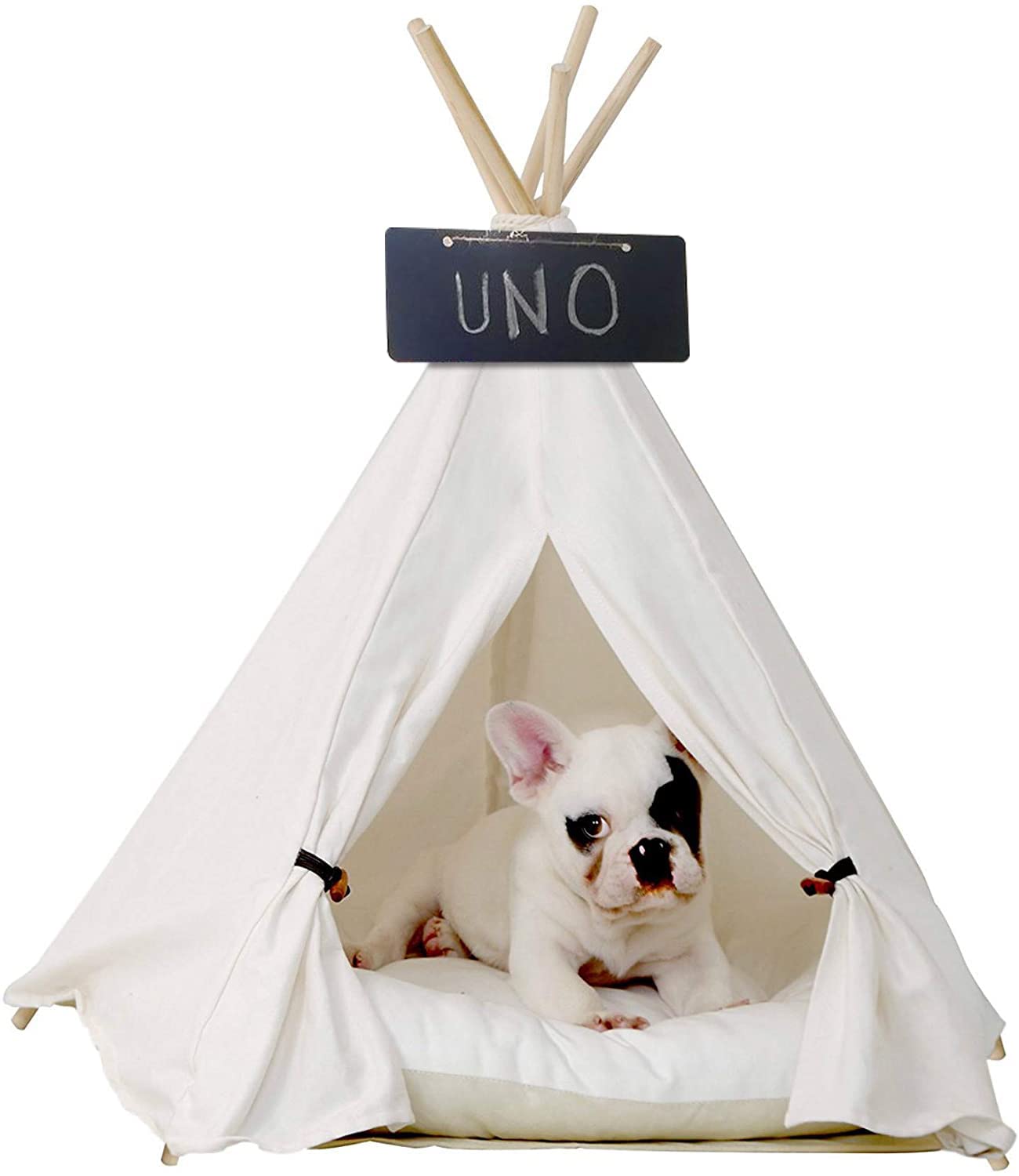 Little Dove Pet Teepee Tent for Dogs & Cats - Portable Indoor/Outdoor Puppy & Kitten Bed with Washable Cover - Perfect for Home, Travel, Camping & Cozy Napping Spaces