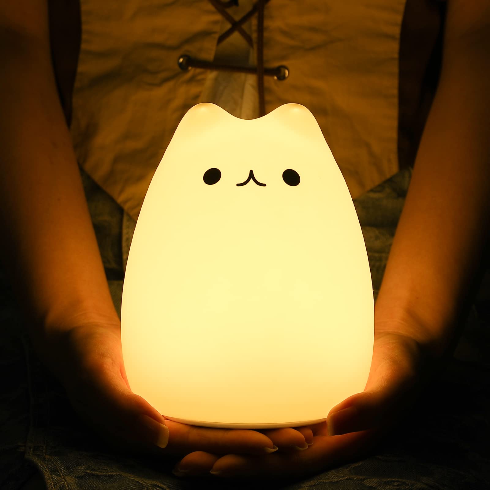 OPDOS Remote Control Cat Night Light - Cute LED Cat Lamp for Kids & Baby Bedroom, Dimmable Nightlight with Timer - Perfect for Bedtime, Nursery, and Relaxing Nighttime Ambience