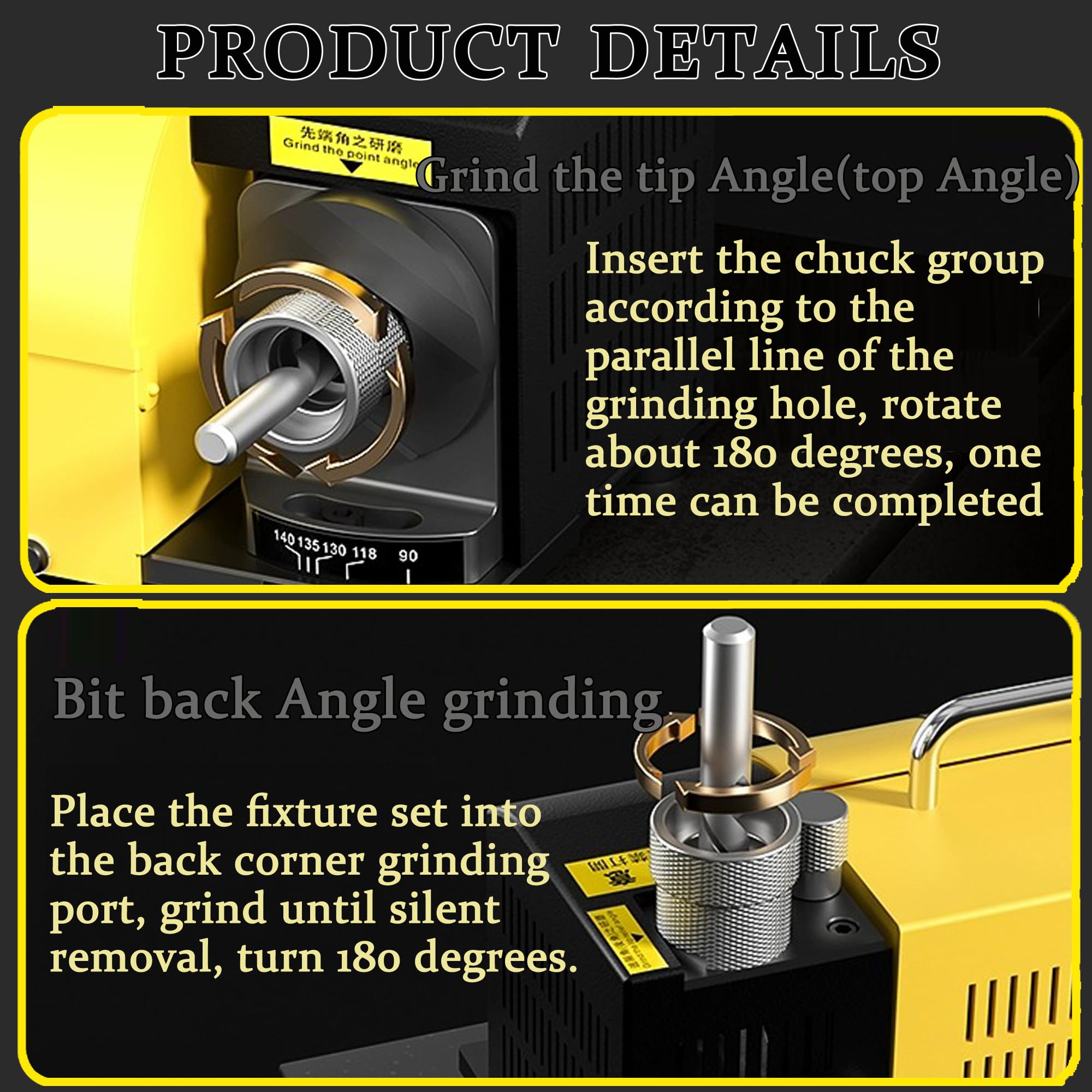 Industrial Drill Bit Grinding Machine - 3-13mm Drill Bit Sharpener & Grinder with 13A Motor | Perfect for Metalworking, Woodworking & DIY Projects