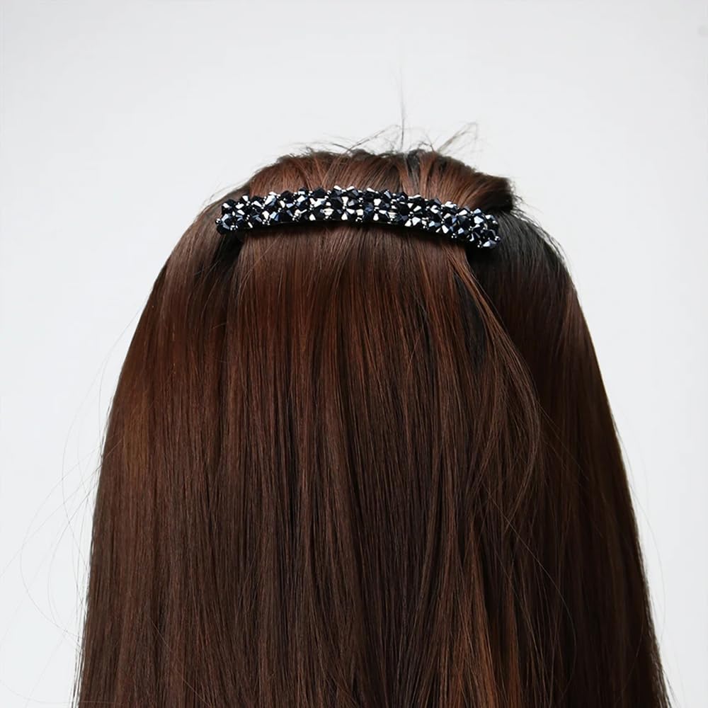 6 Pcs Crystal Hair Clips Set for Women & Girls - Shining Diva Fashion French Barrettes - Elegant Party Hair Accessories Combo for Weddings, Prom, Daily Styling