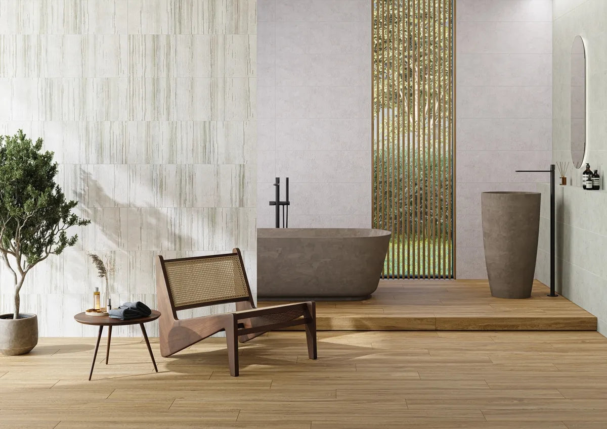 KERABEN BOTANICAL Wall Coverings - 12x36 Inch Ceramic Tiles (11.65 Sqft per Box, 4 Pieces per Box, 51 Boxes per Pallet) - Perfect for Bathroom, Kitchen Backsplash & Living Room Accent Walls