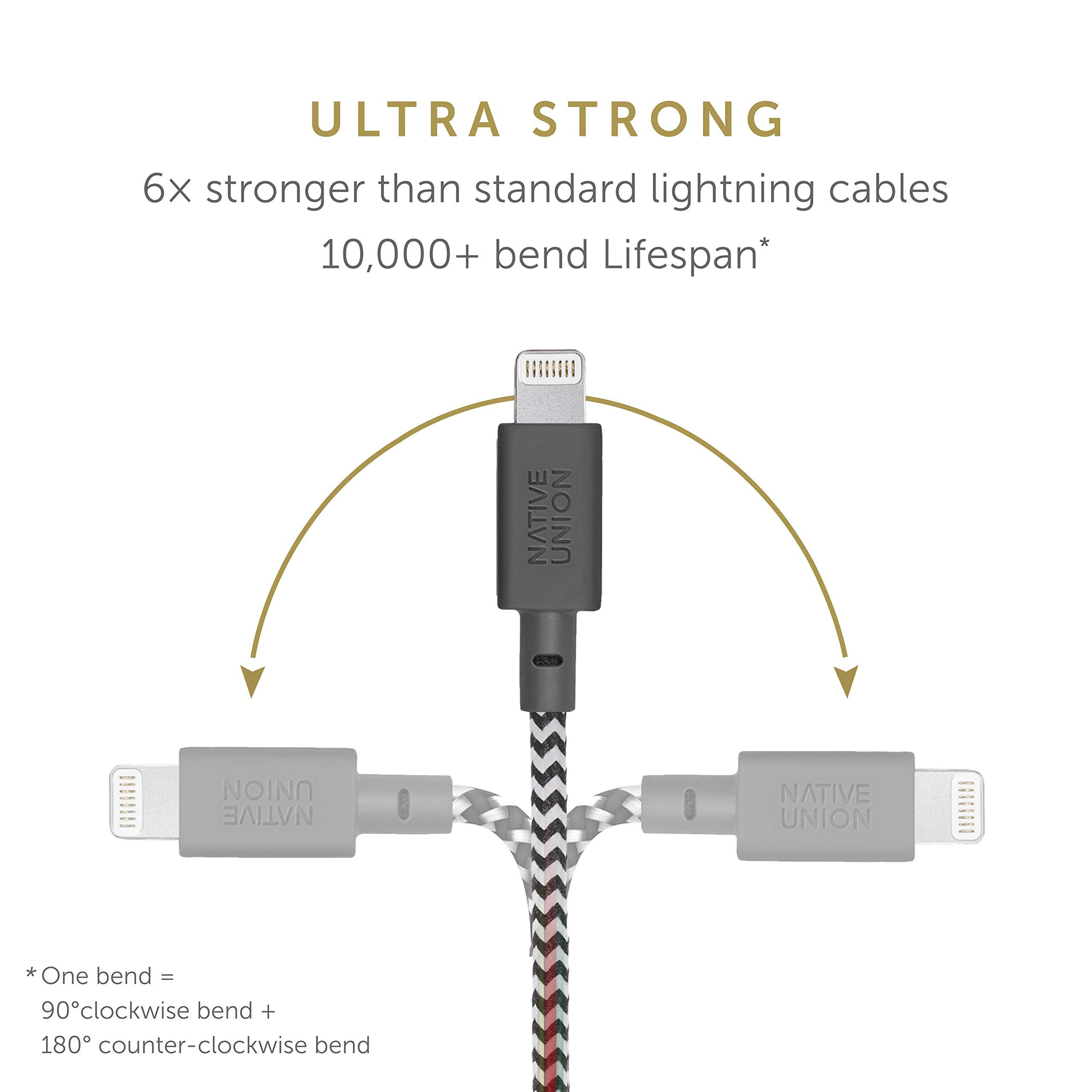 Native Union Clic Card Case & 10ft Ultra-Strong Belt Cable Bundle for iPhone 11 Pro - Black & Zebra | Wallet Case with Reinforced Lightning Charger for Everyday Carry & Travel Accessories