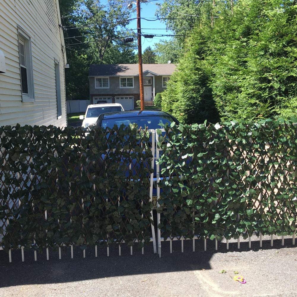 Expandable Artificial Ivy Privacy Fence - Dark Green Faux Maple Leaves Screen for Patio, Balcony, Bedroom & Outdoor Decor | Single-Sided Leaf Panel for Garden, Yard & Home Privacy Protection
