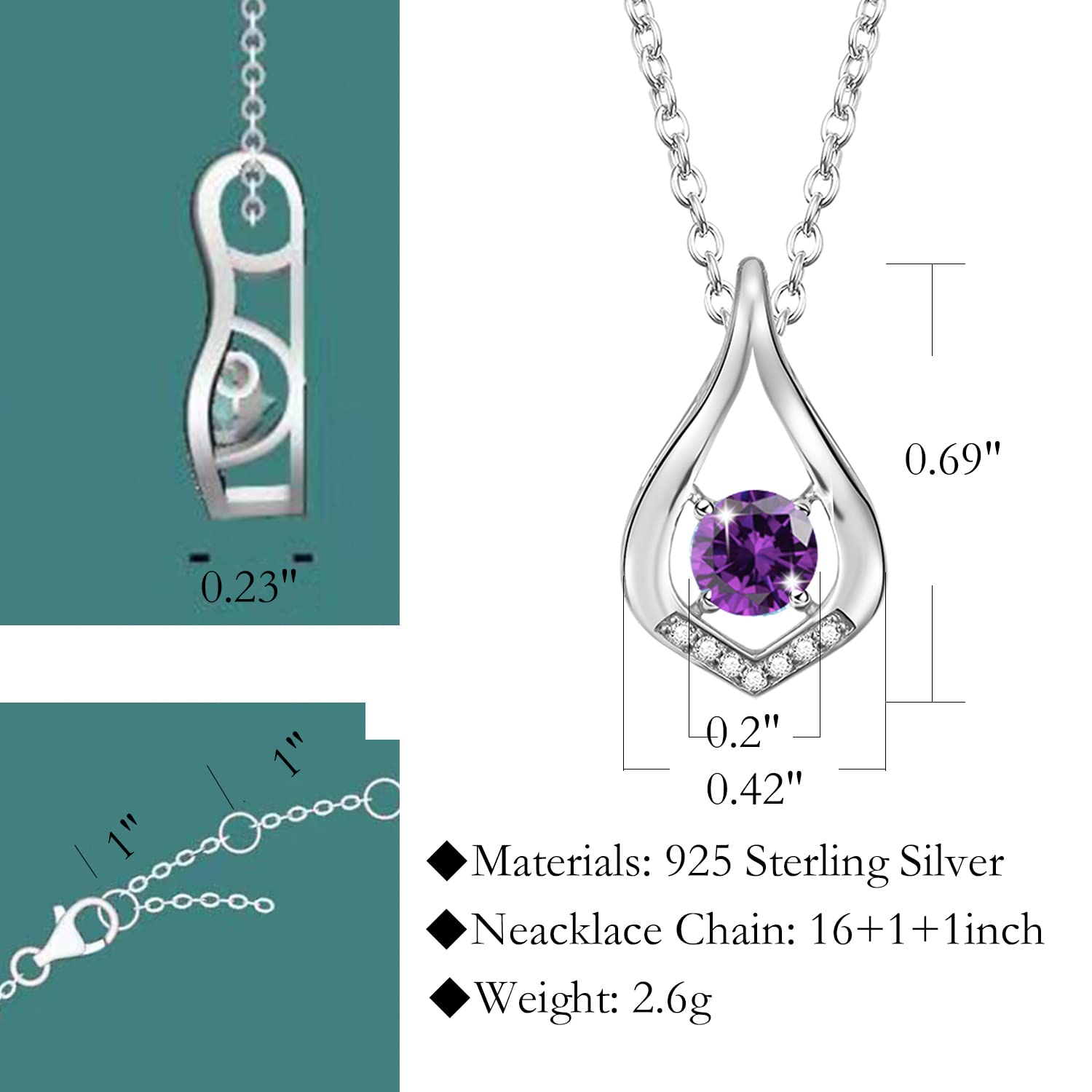 12 Months Colorful Birthstone Necklace for Women - Sterling Silver Infinity Pendant Jewelry Gift for Anniversary, Birthday, Christmas & Valentine's Day - Perfect for Everyday Wear, Special Occasions & Thoughtful Gifting