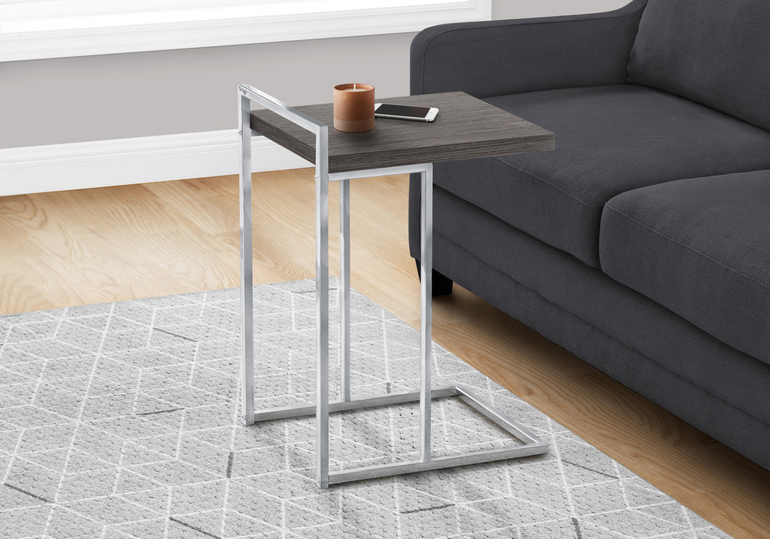 Modern Grey Cedar Side Table - Rustic End Table for Living Room, Bedroom, or Patio - Natural Wood Nightstand with Sturdy Design
