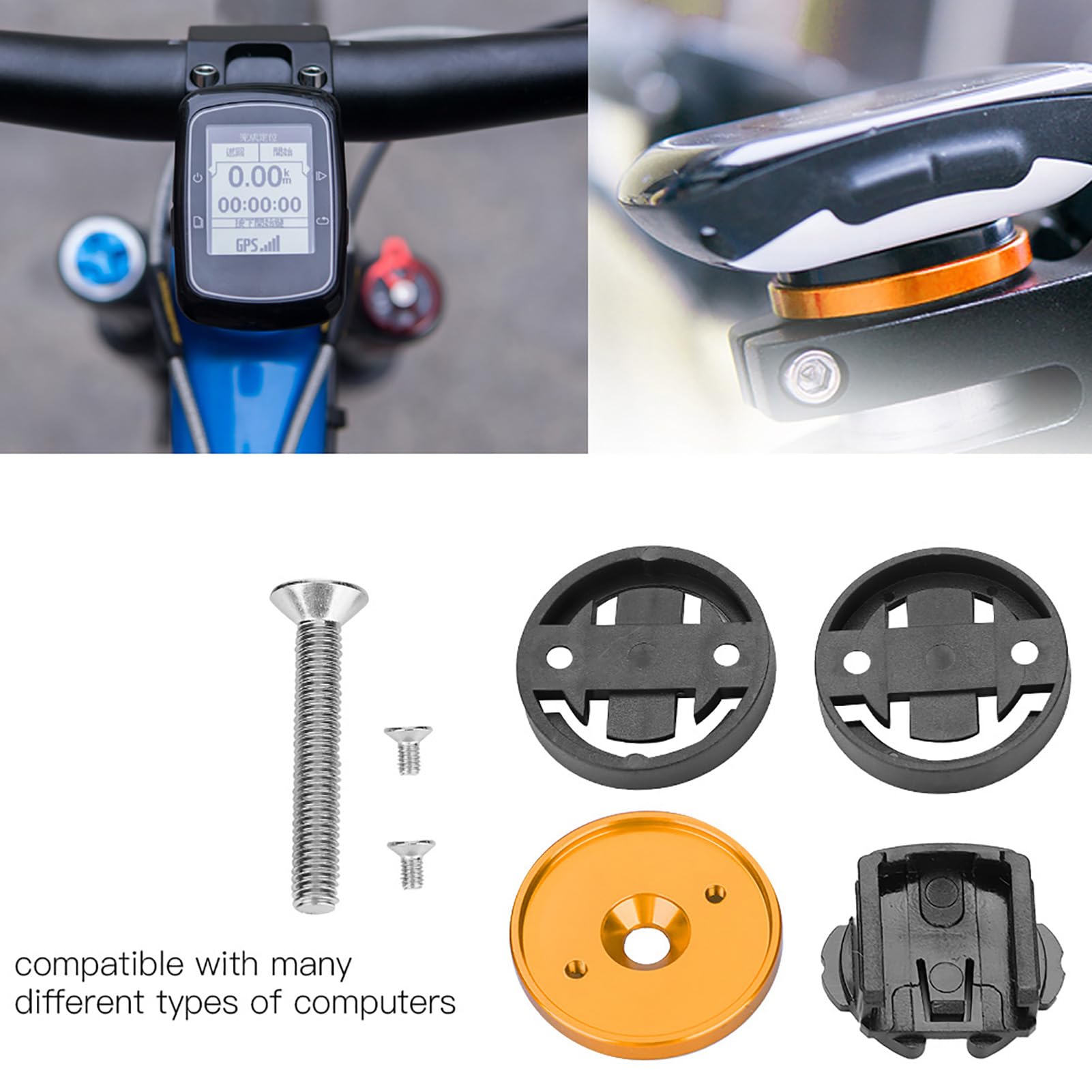 **Bike Stem Odometer Holder - Mountain & Road Bike Computer Mount, GPS Speedometer & Stopwatch Cap for Outdoor Cycling (Gold) | Perfect for Trail Riding, Commuting & Fitness Tracking**