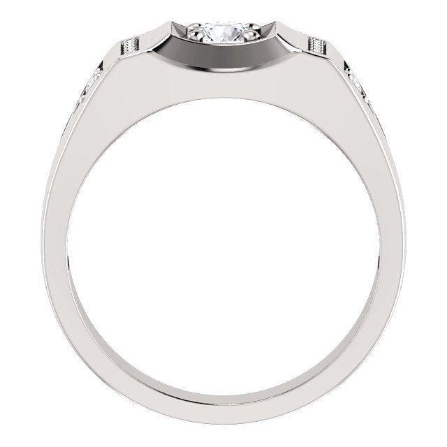 14KT Gold Men's Diamond Accent Ring - 1/2 CTW Round Cut Solitaire Ring for Wedding, Anniversary & Special Occasions