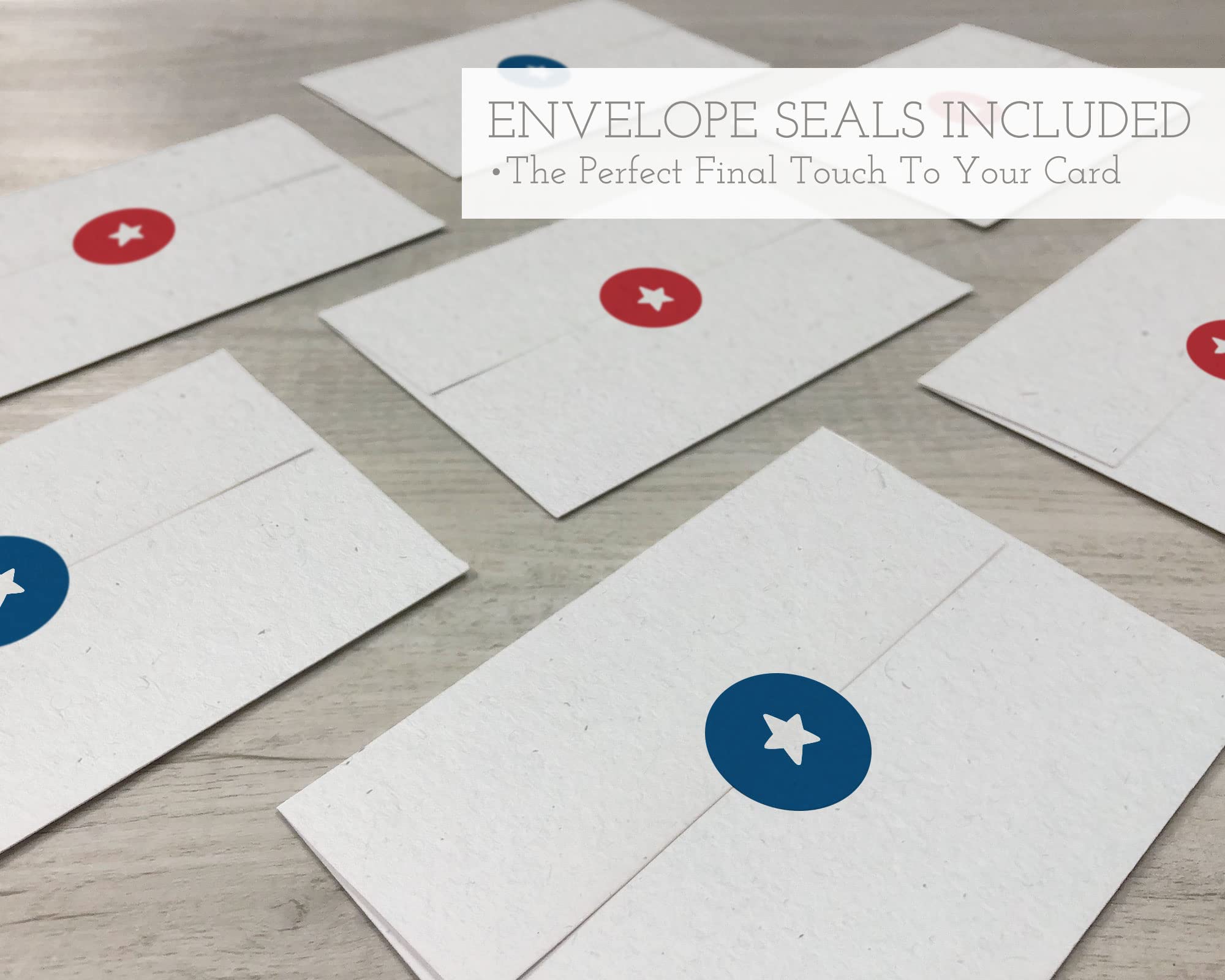 24 Patriotic American Greeting Cards with Envelopes & Red White Blue Sticker Seals - Thank You Cards for Holidays, Independence Day, Veterans Day & Military Appreciation - Perfect for Gifting, Home Decor & Party Favors