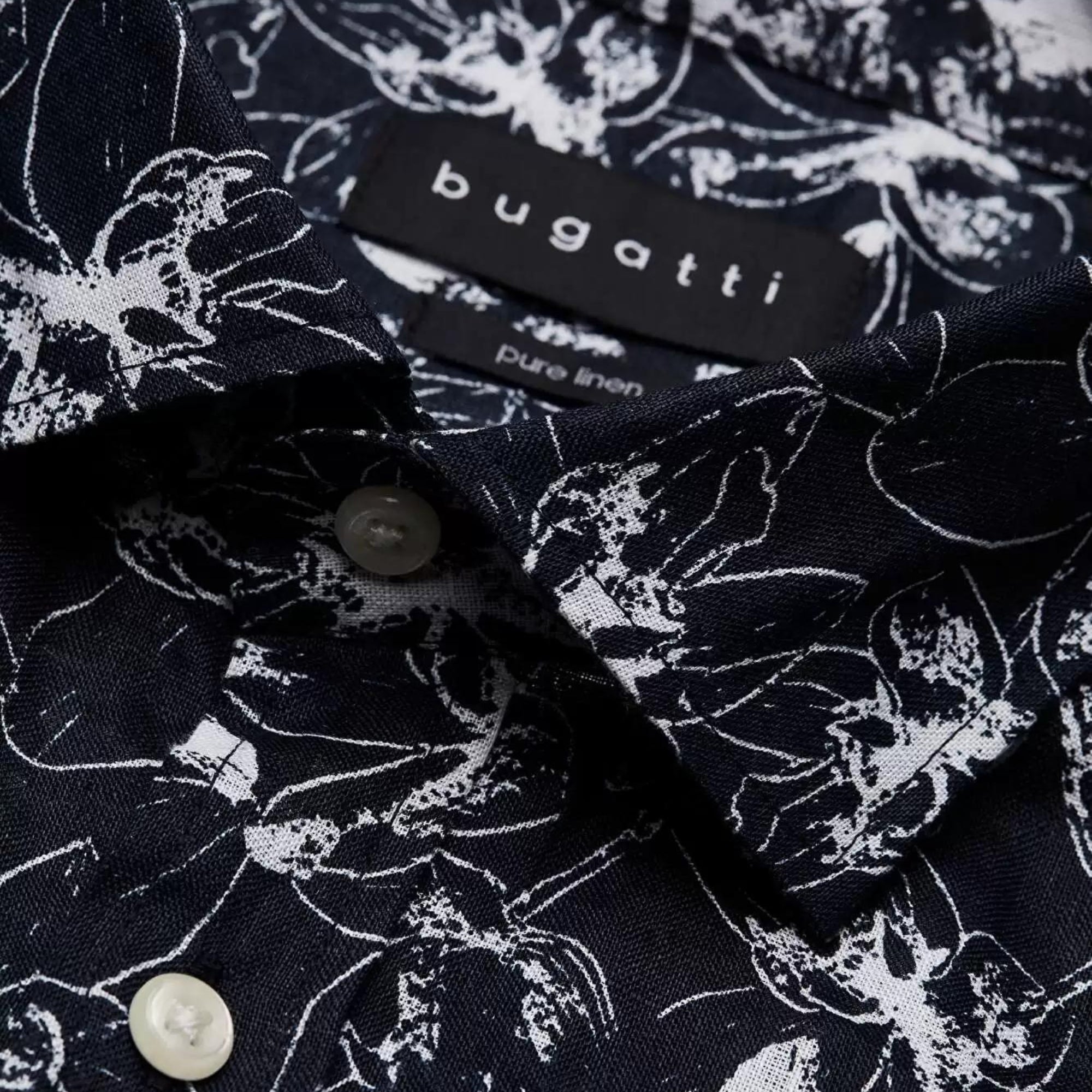 BUGATTI Printed Long Sleeve Shirt for Men | Black Multi-Color Graphic Tee | Casual Wear & Street Style Fashion