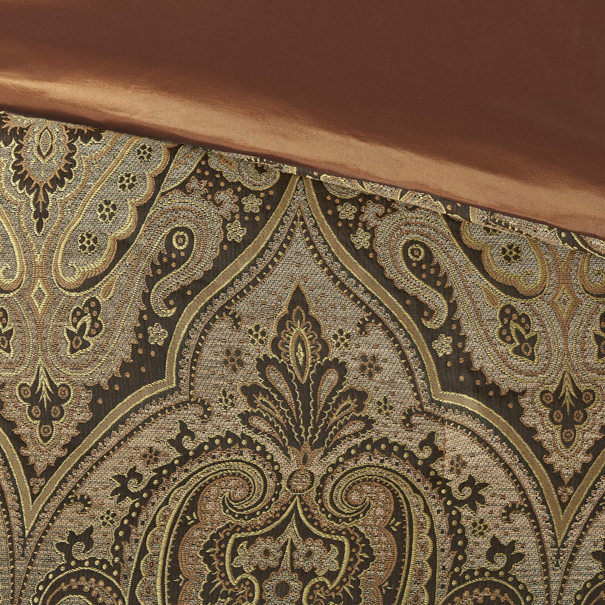 Hampton Hill King Size 10-Piece Bed in a Bag Comforter Set - 2-in-1 Duvet & Ultra Soft Microfiber Bedding in Teal & Brown Jacquard Medallion Damask Pattern | Perfect for Master Bedroom, Guest Room & Luxury Hotel Style Decor