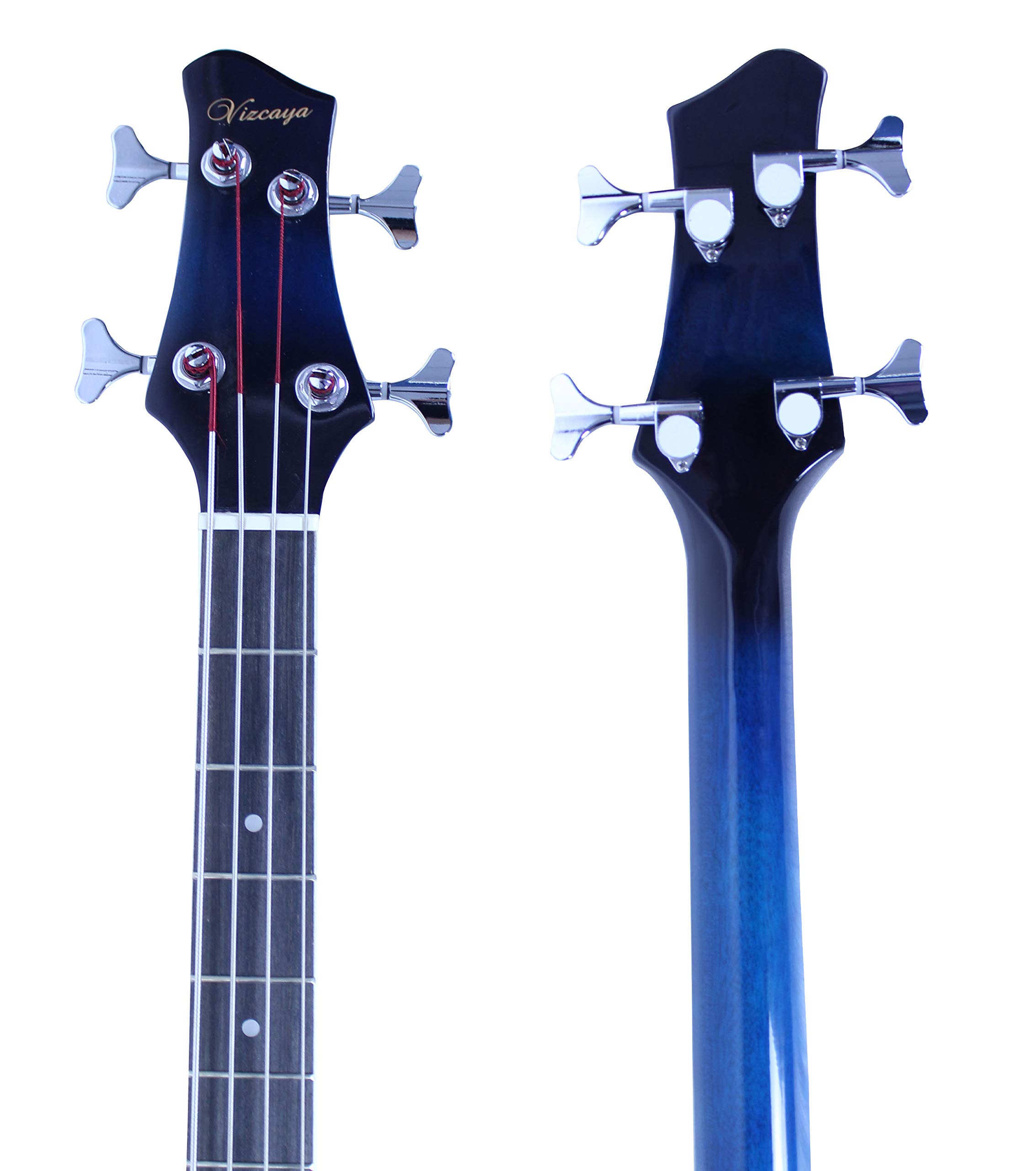 Full Size 4-String Cutaway Acoustic-Electric Bass Guitar with 4-Band EQ, Includes Gig Bag, Strap & Picks - Blue | Perfect for Live Performances, Studio Recording & Practice Sessions